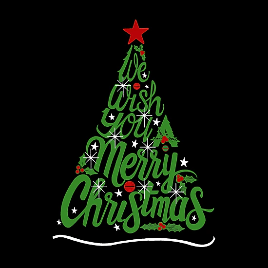 LA Pop Art Men's Cotton/Poly Blend Word Art T-Shirt - We Wish You A Merry Christmas