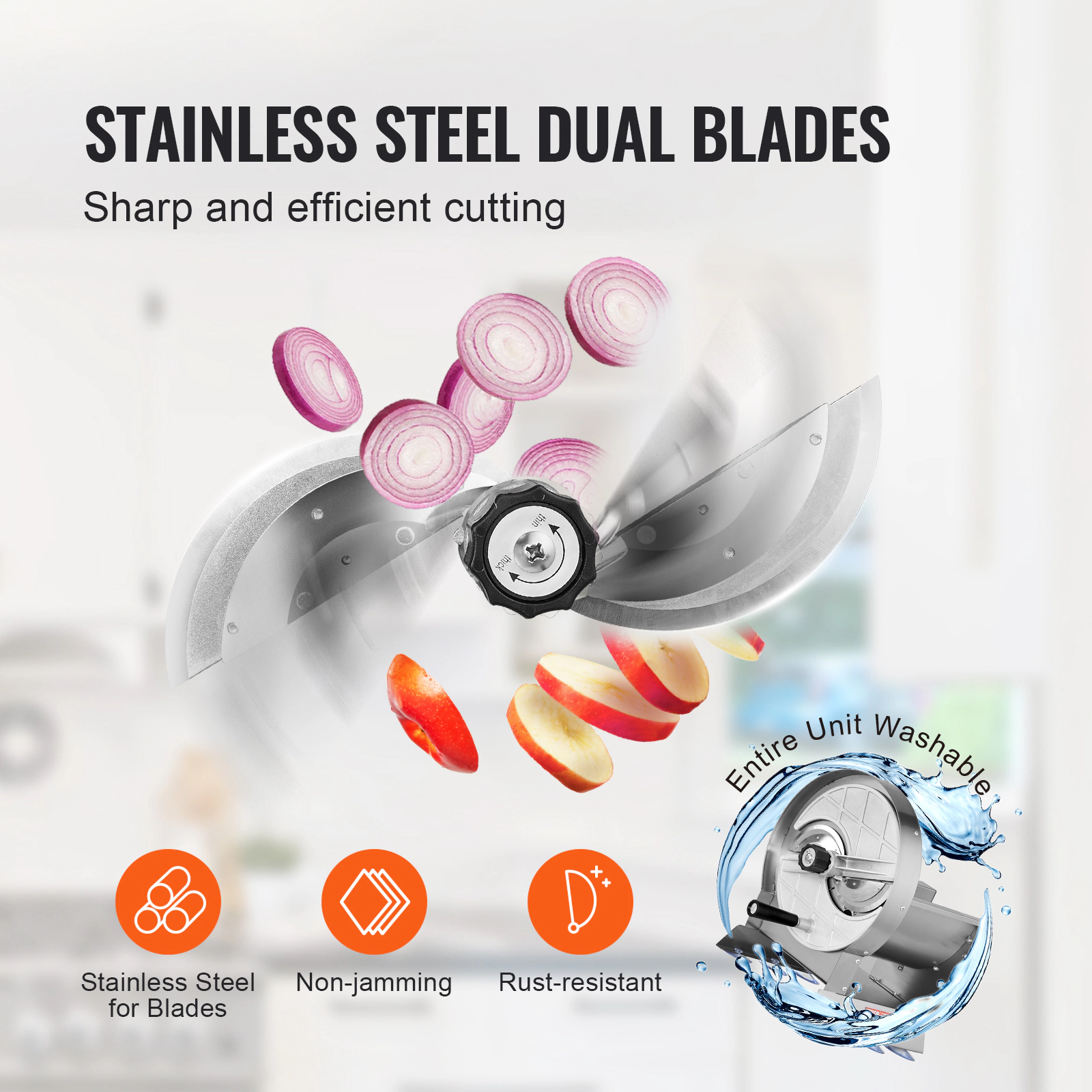 HONGGE Adjustable Commercial Vegetable Fruit Slicer, 0-0.5" / 0-12mm Thickness, Stainless Steel Food Cutter for Cucumber