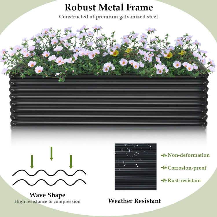 Hivvago 71 Inch Galvanized Metal Raised Garden Bed for Garden Backyard