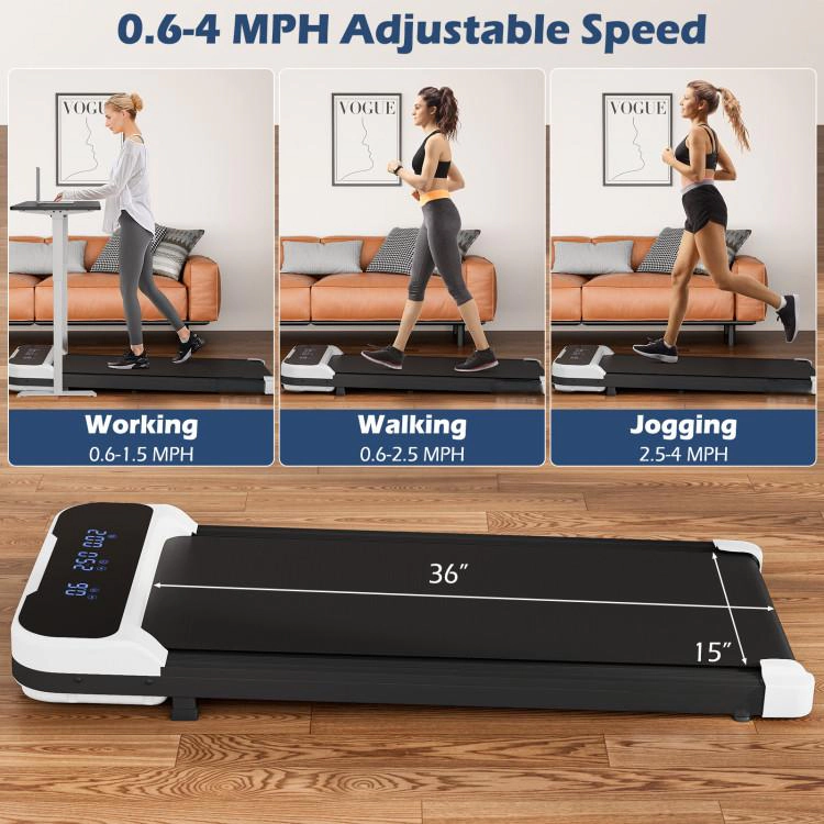SUGIFT White 2.5-HP Under Desk Treadmill with 3 Countdown Modes 43-in W 19-in D 220-lb User Capacity