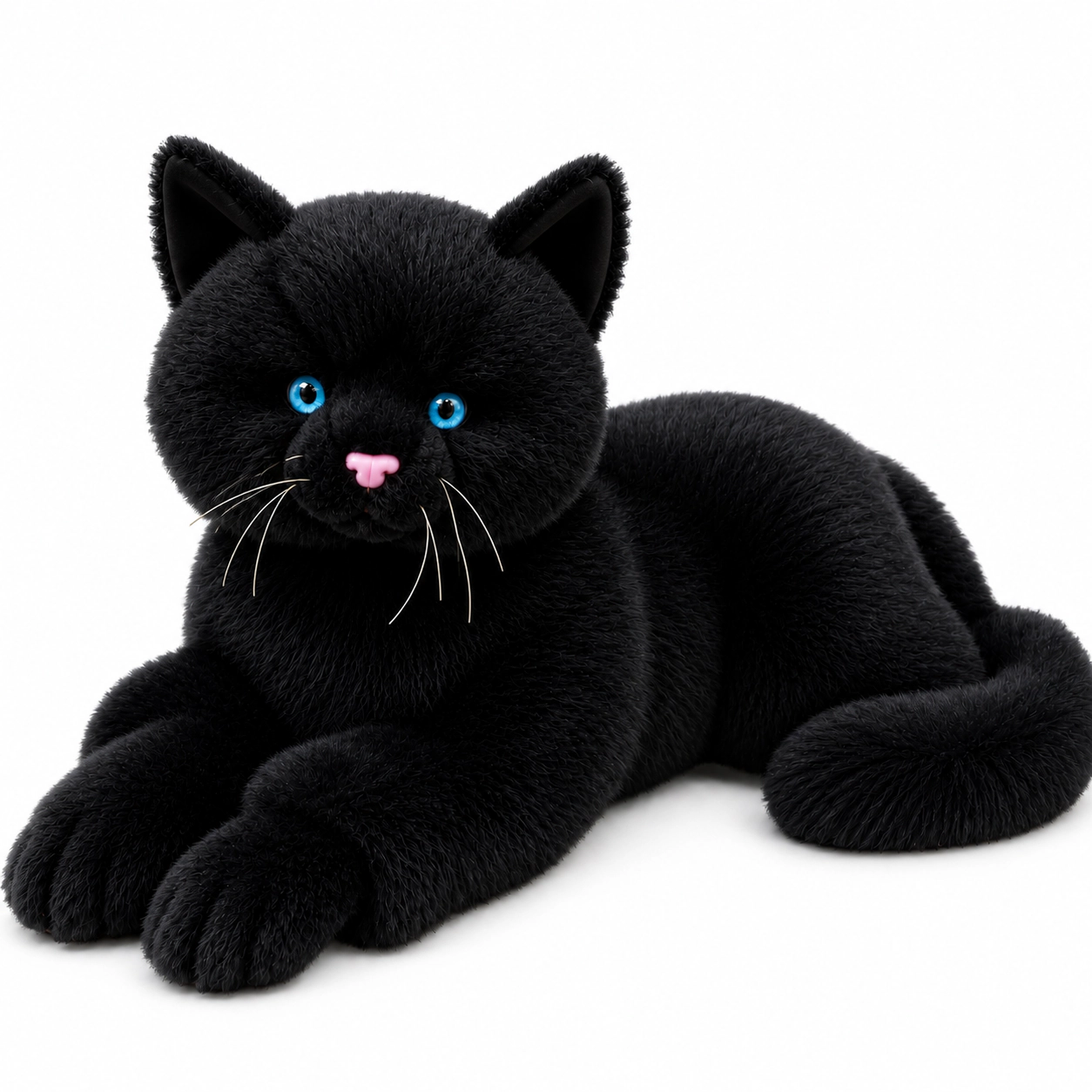 Auswella® Plush  19-Inch  Coal the Black Floppy Cat Plush