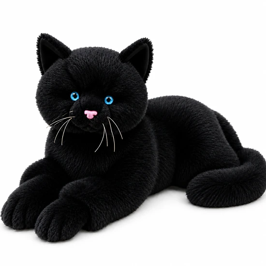 Auswella® Plush  19-Inch  Coal the Black Floppy Cat Plush