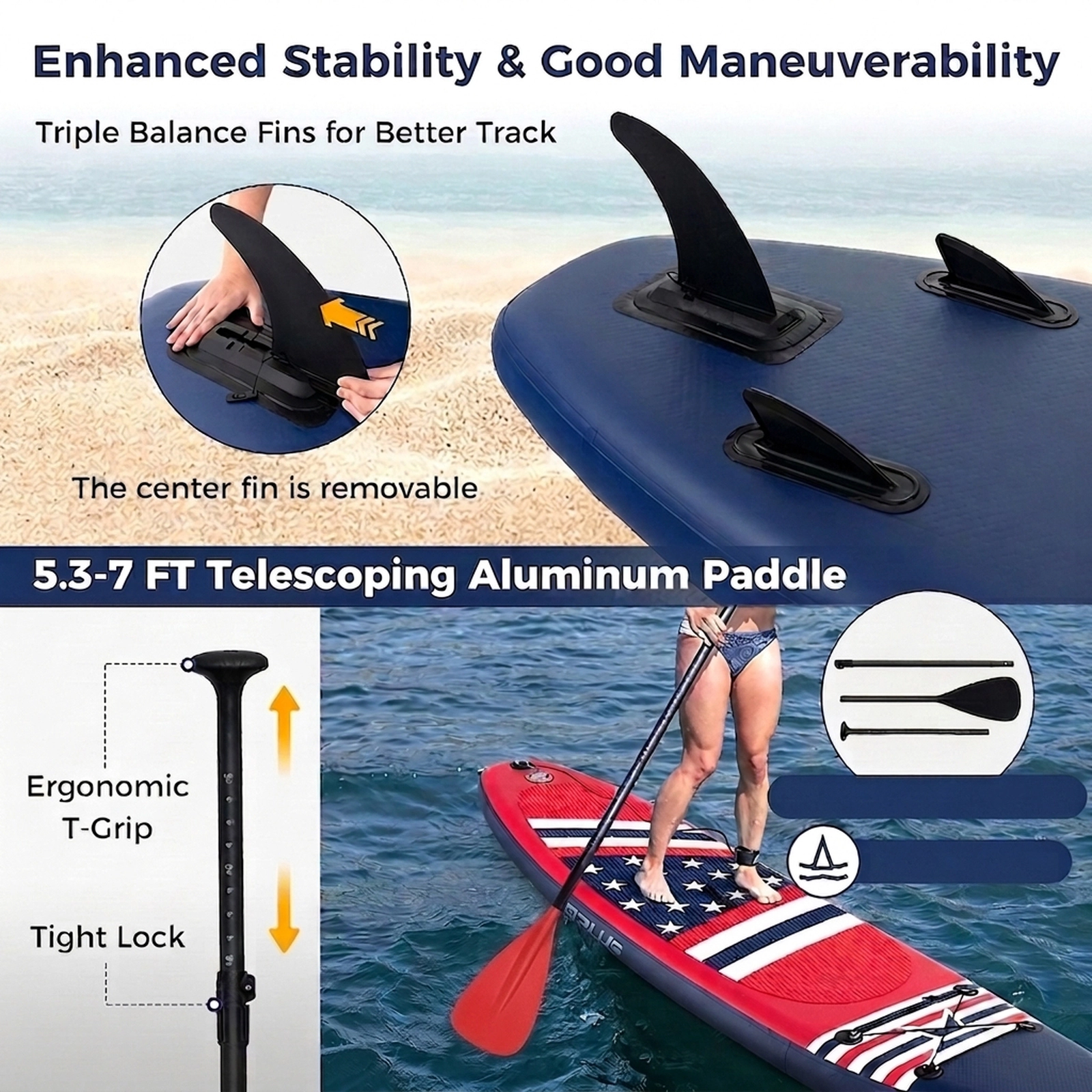 SUGIFT Adult Red 10-ft Inflatable Paddle Board with Removable Fin and Backpack 30-in W 300-lb Rider Capacity