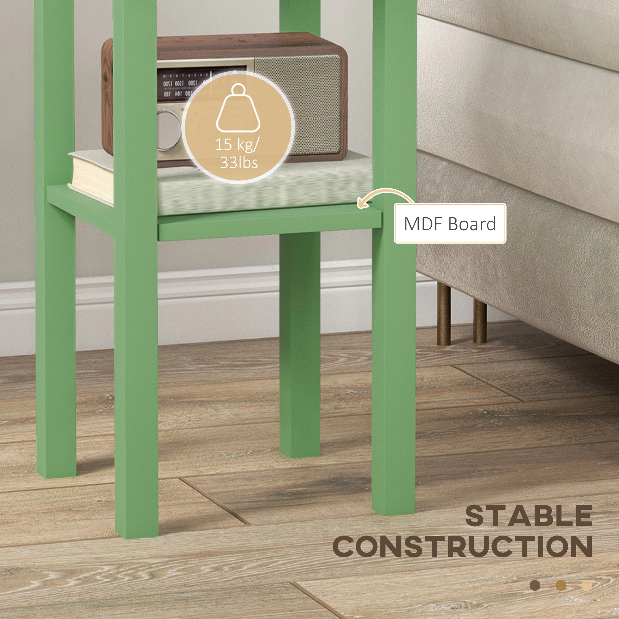 HONGGE 2-Tier Side Table with Drawer and Shelf, End for Living Room Hallway