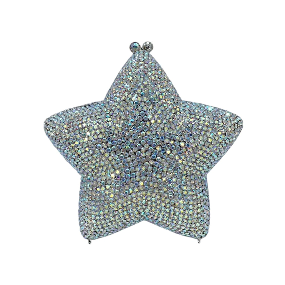 Fashnzfab Crystal Rhinestone Embellished Star Shaped Evening Clutch Shoulder Bag