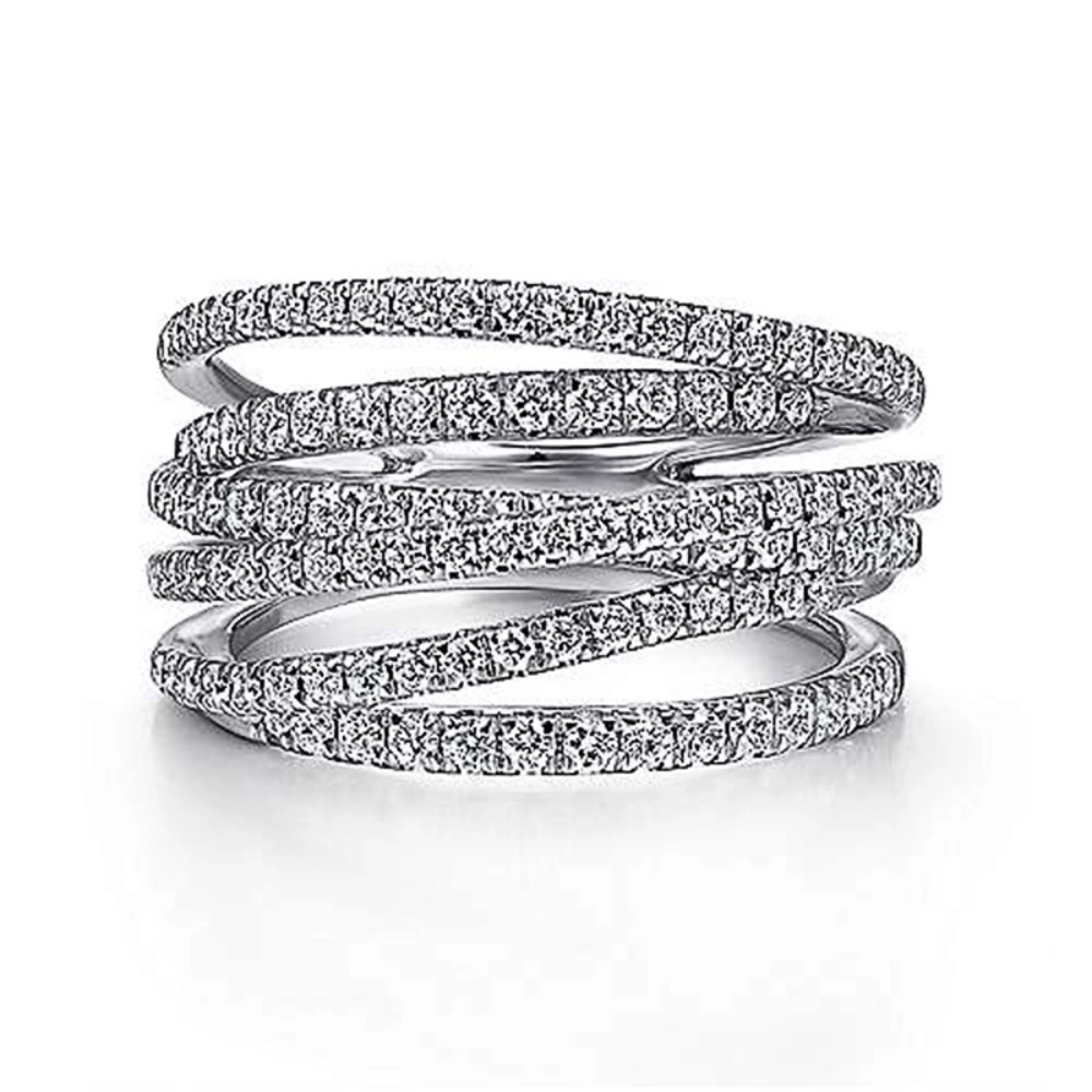 Multi‑Layer Intertwined Pave Cubic Zirconia Statement Ring