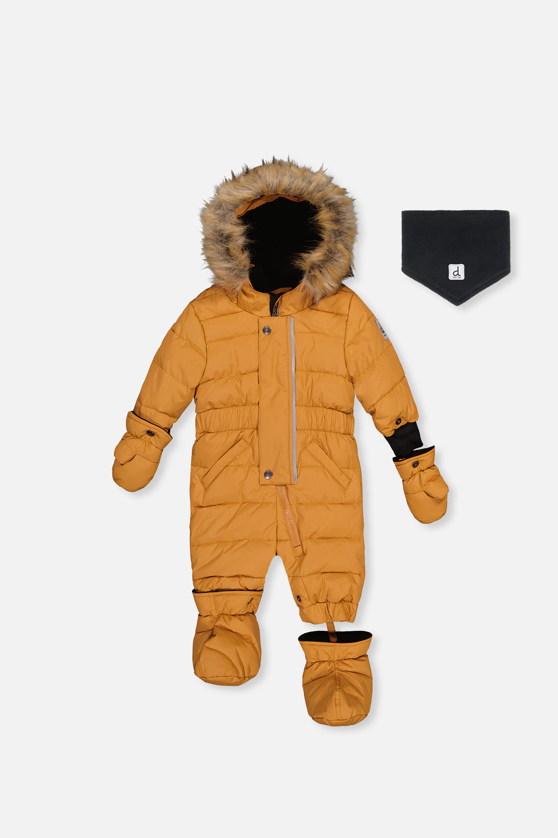 Deux par Unisex Original One Piece Puffy Snowsuit with Removable Mittens and Boots