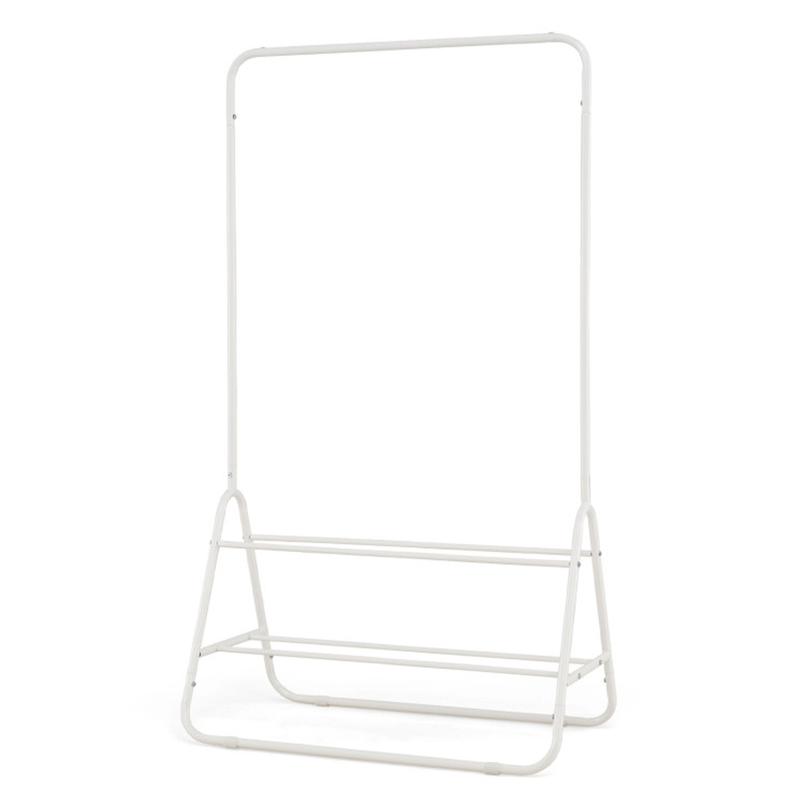 SUGIFT Freestanding 2 Storage Shelves Anti-Fall Metal Garment Rack 32-in x 18.5-in x 59-in 45-lb Capacity White