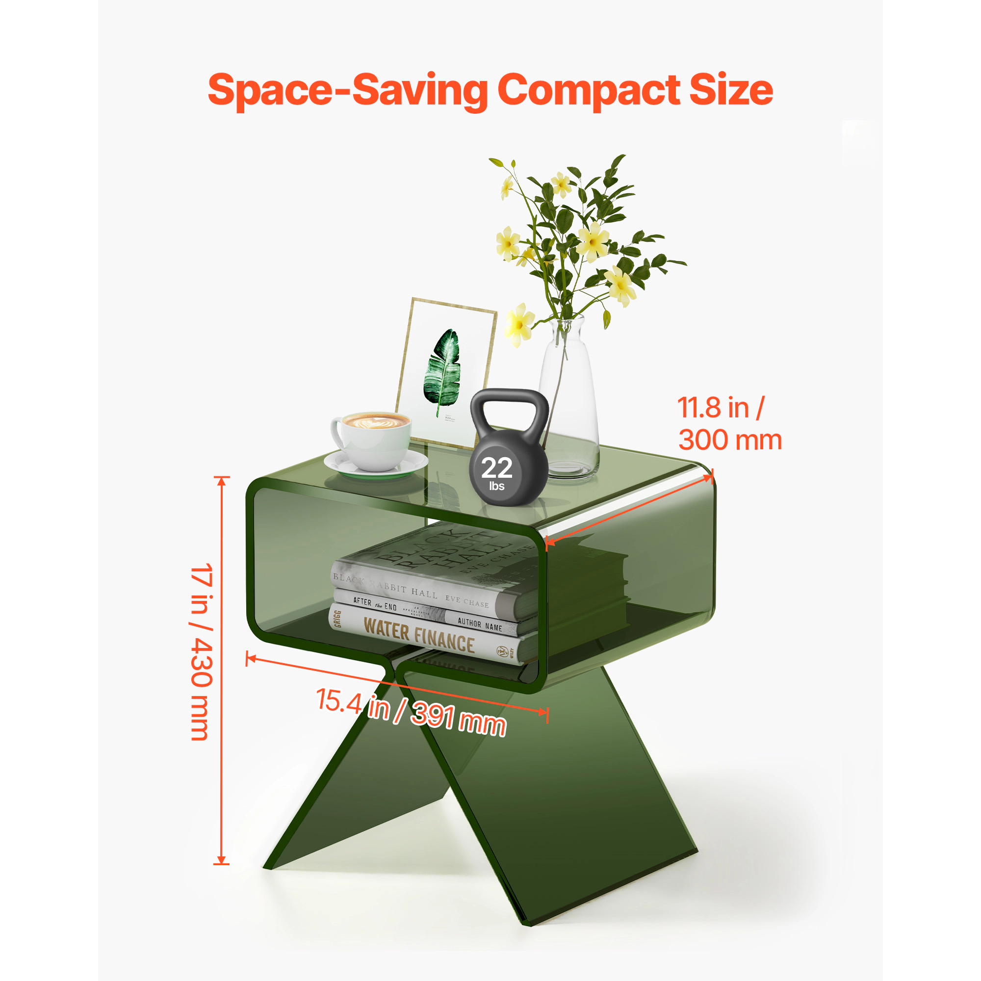 HONGGE Clear Acrylic Side End Table for Modern Desk