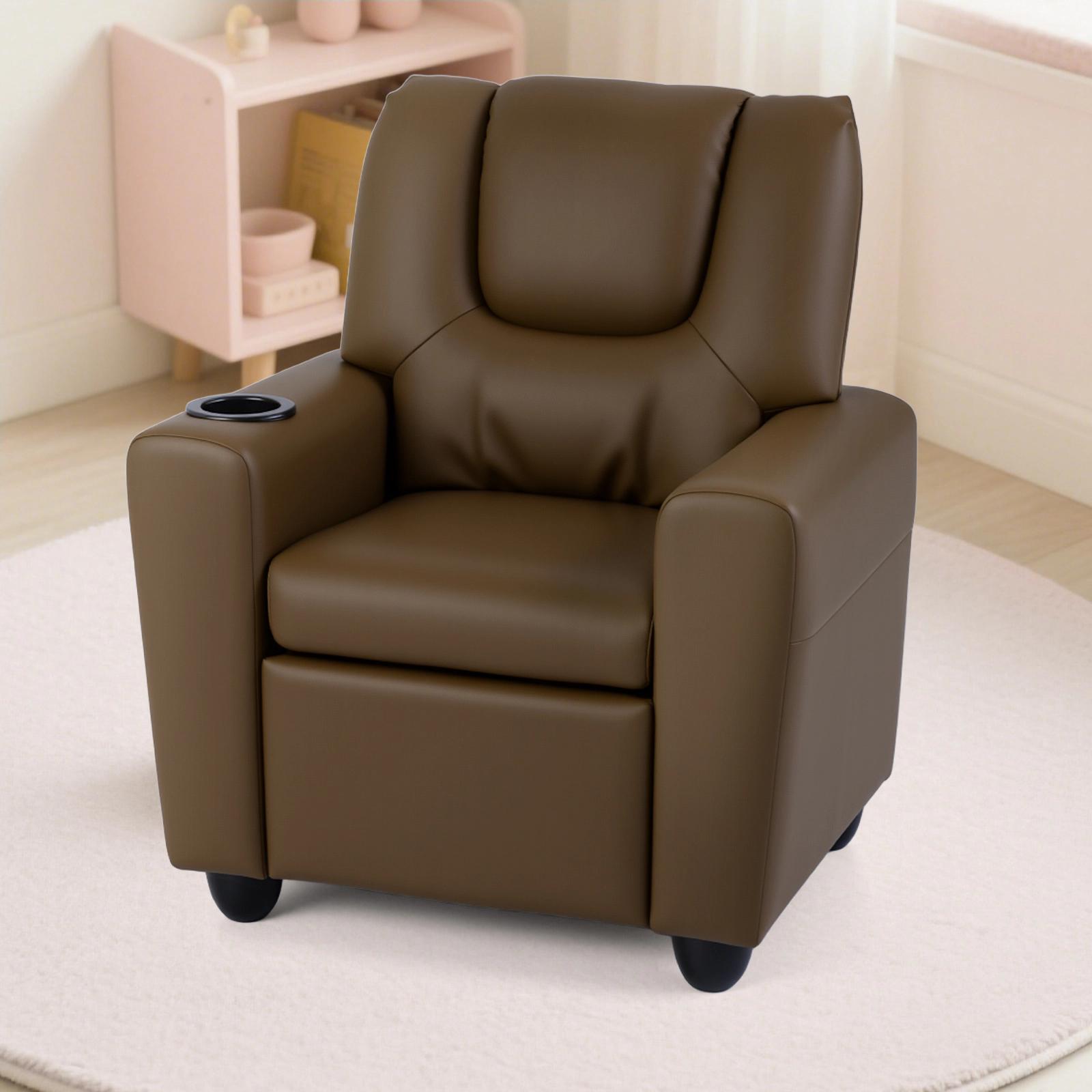 SUGIFT Kids Recliner Chair Push Back Toddler Armchair with Cup Holder