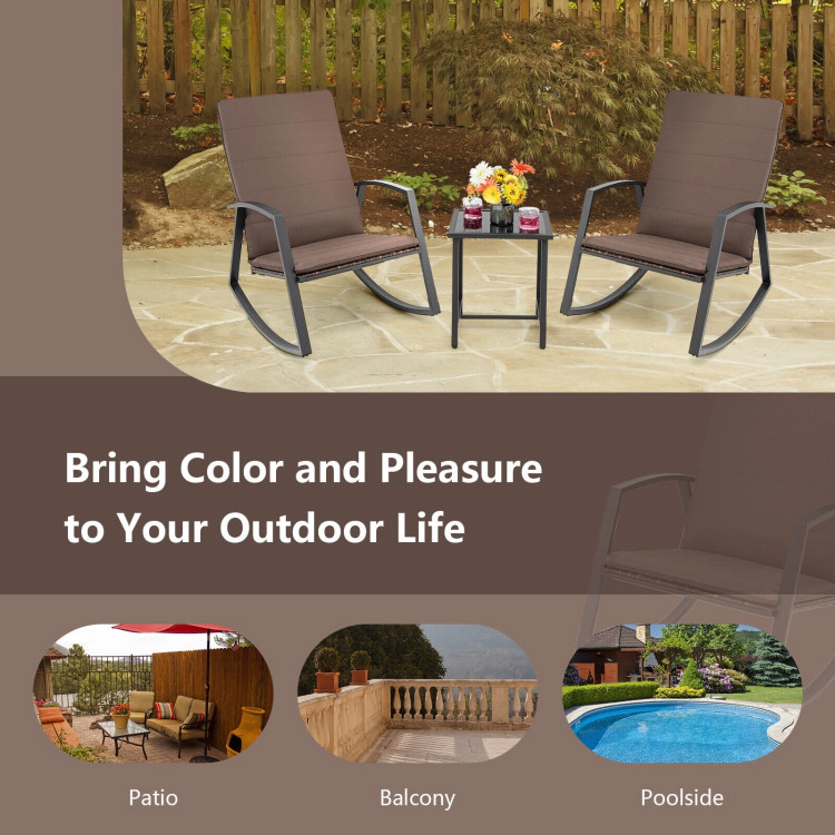Hivvago 3 Pieces Patio Rattan Rocking Furniture Set