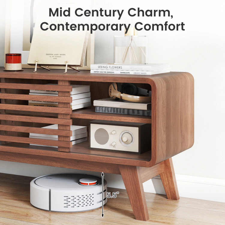Hivvago Tv Stand For Tvs Up To 55" With Sliding Door And Adjustable Shelves For Living Room