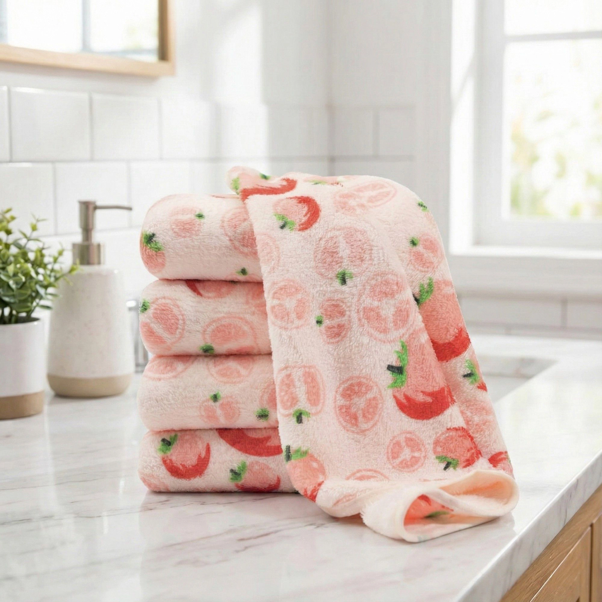 Alilang Unisex Fruit Pattern Kitchen Towels 3 Piece Set Soft Absorbent Lightweight Dish Towels for Everyday Cleaning