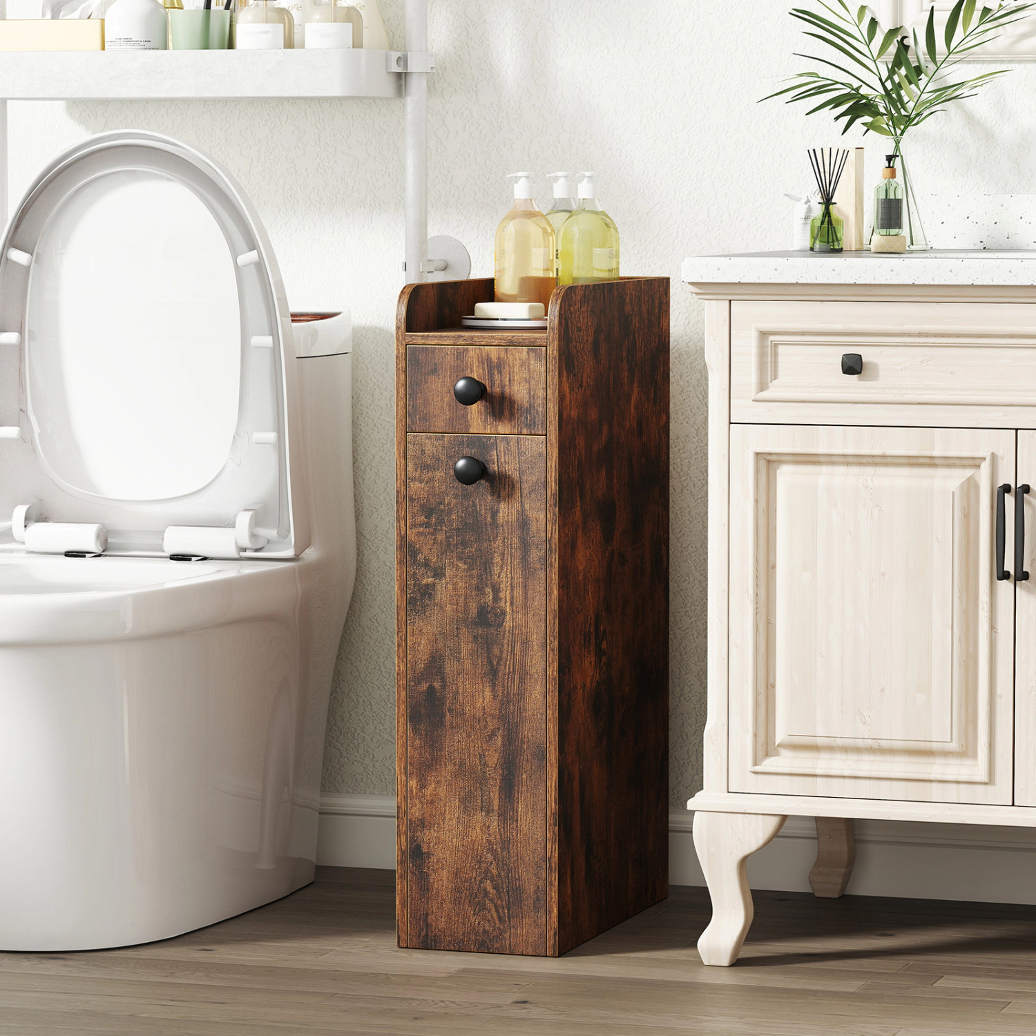 SlickBlue Narrow Bathroom Cabinet with Pull-Out Storage Drawers