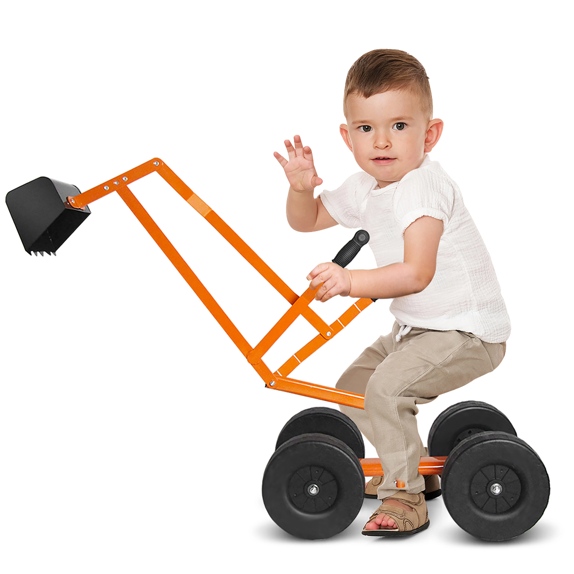 Costway Heavy Duty Kid Ride-on Sand Digger Digging Scooper Excavator for Toy Yellow