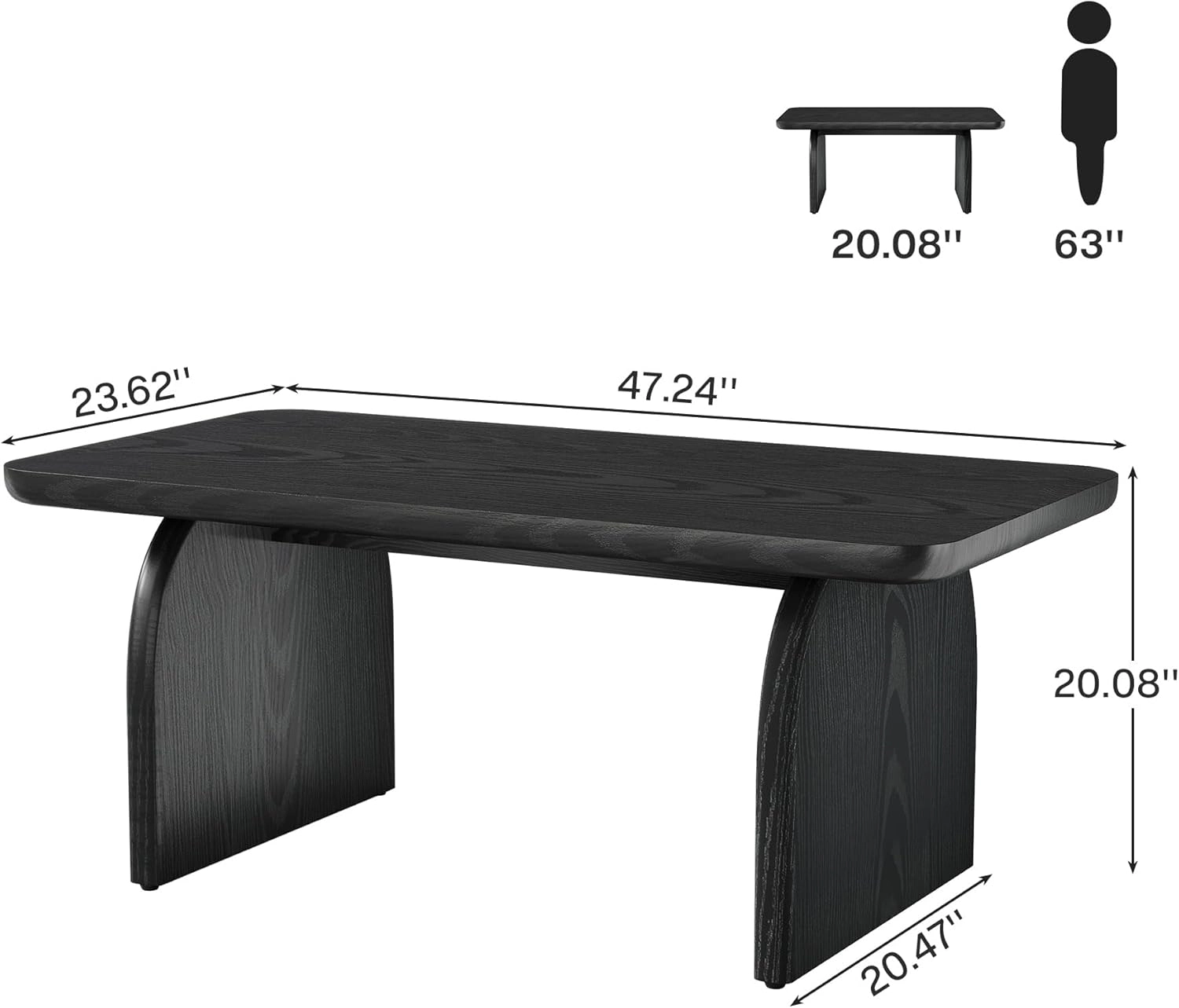 Tribesigns 47" Coffee Table Farmhouse Wood Rectangular Living Room