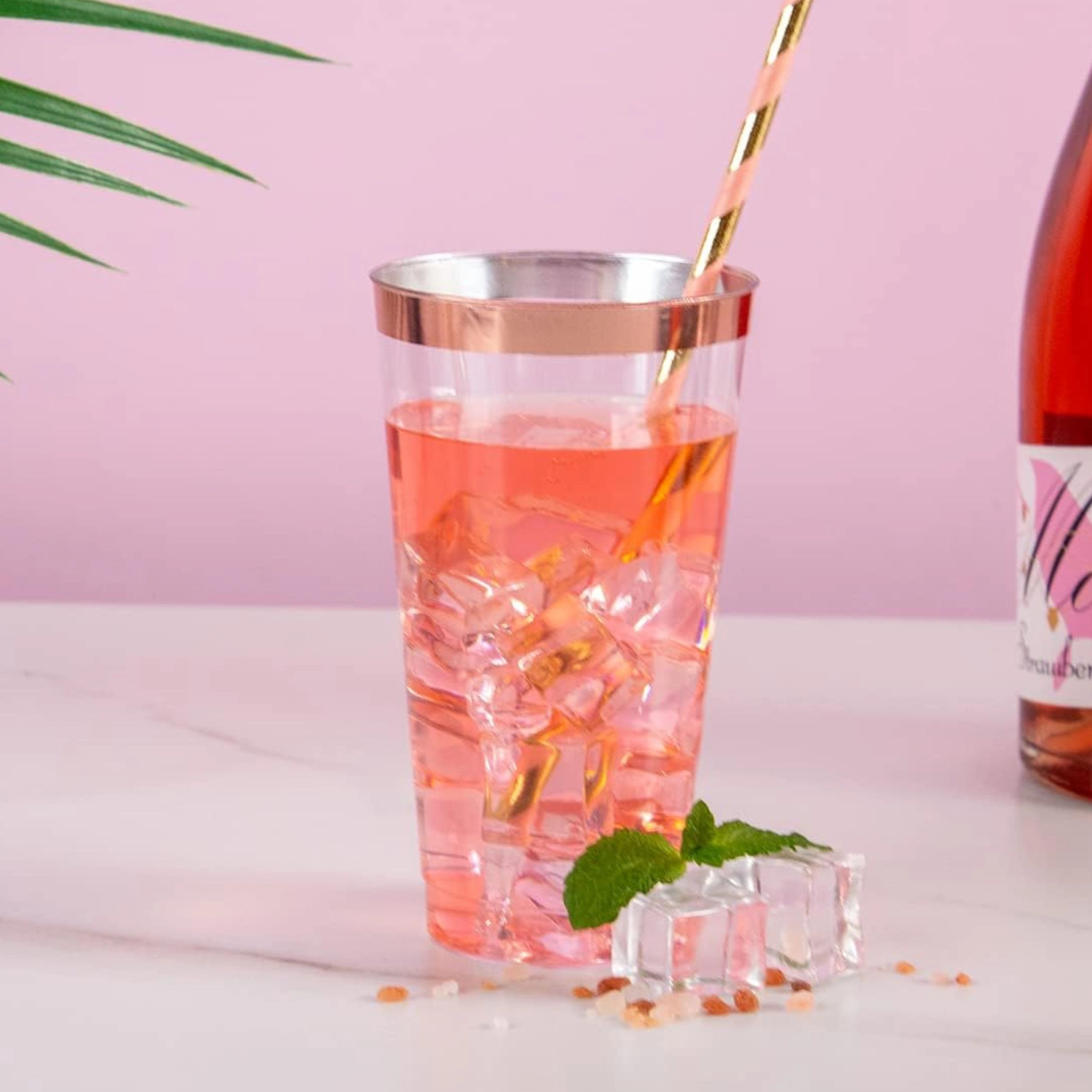Stock Preferred 100 Count Clear Plastic Disposable Party Cups with Elegant Rims 16 Oz