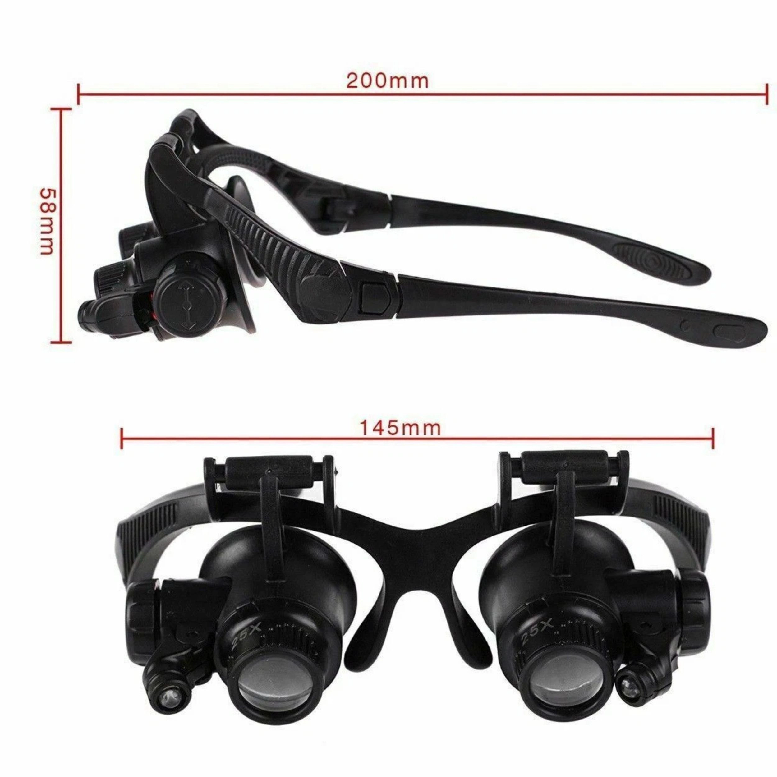 Home Collection LED Dual Eye Magnifier Glasses with 8 Interchangeable Lenses