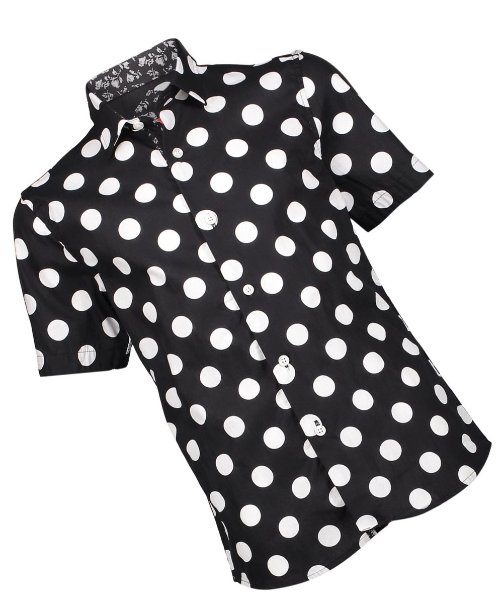 Elie Balleh Boys Slim Fit Long Sleeve Polka Dot Shirt