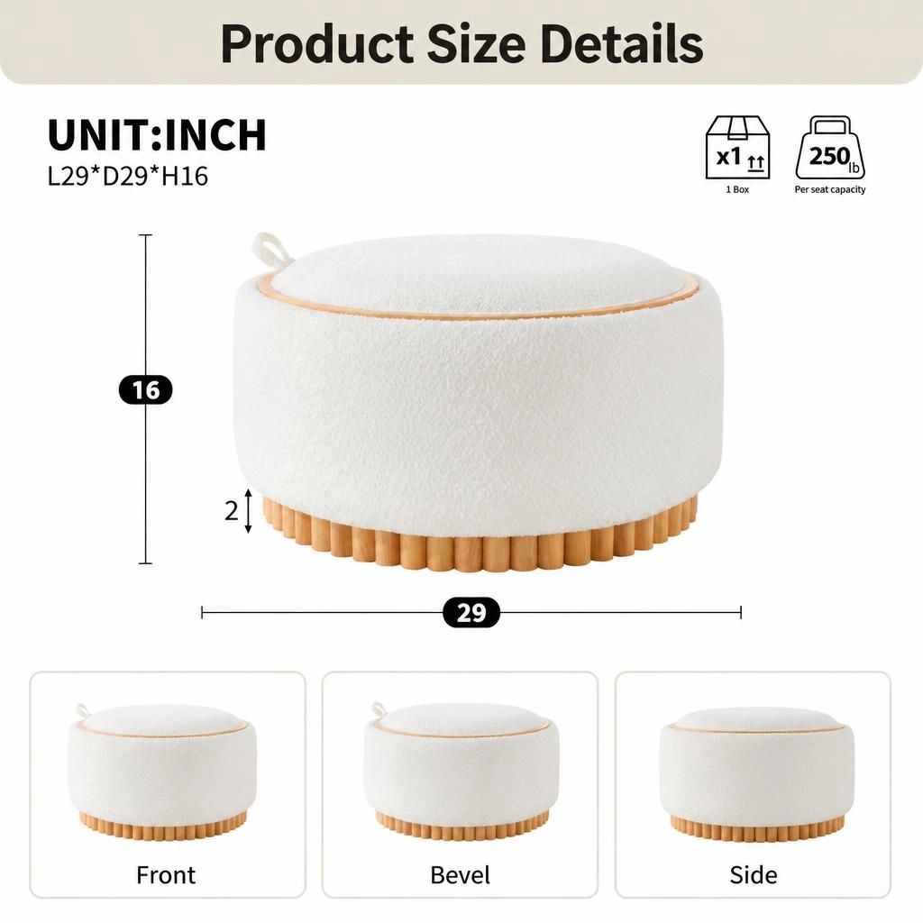 GOODSILO Square Upholstered Multi Functional Ottoman