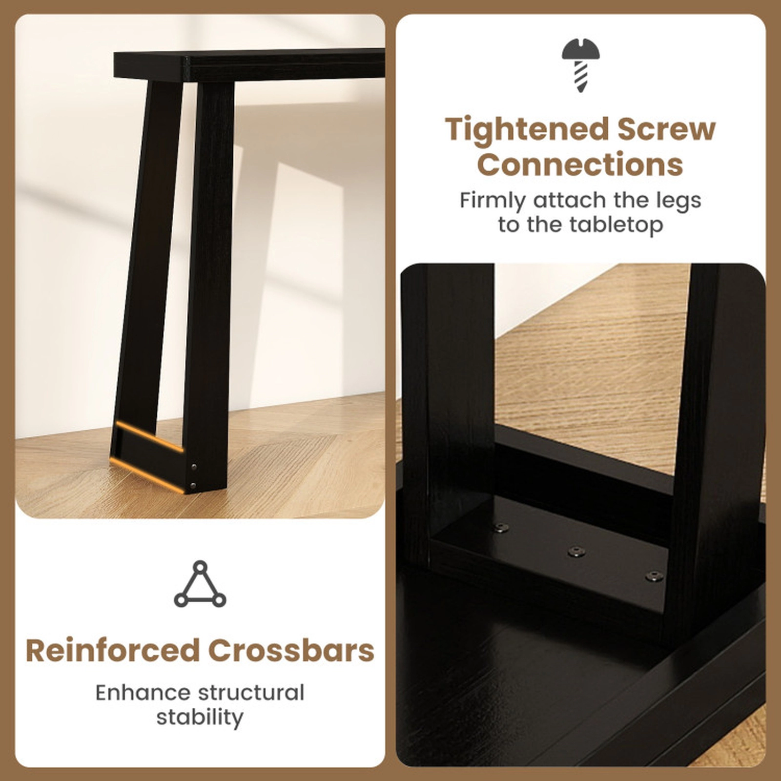 SUGIFT Narrow Entryway Console Table 165-lb Capacity Black/Walnut