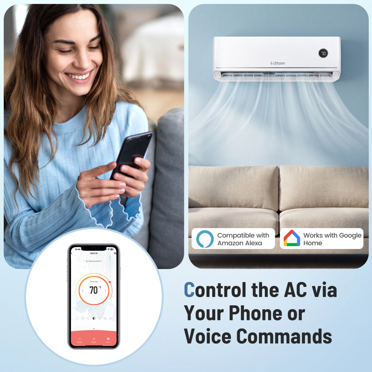 LJG Aire Acondicionado Minisplit 12000 BTU 18.1 SEER2 115V- Funciona Con Alexa | Frío Y Calor Para Todo El Año