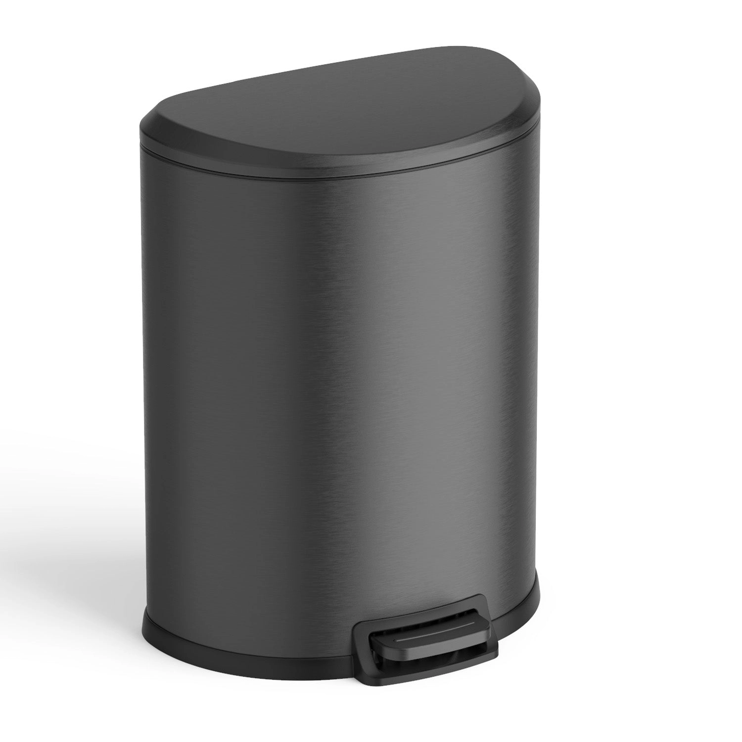 Ninestars D-Shape 13.2-Gallon Stainless Steel Step-On Trash Can