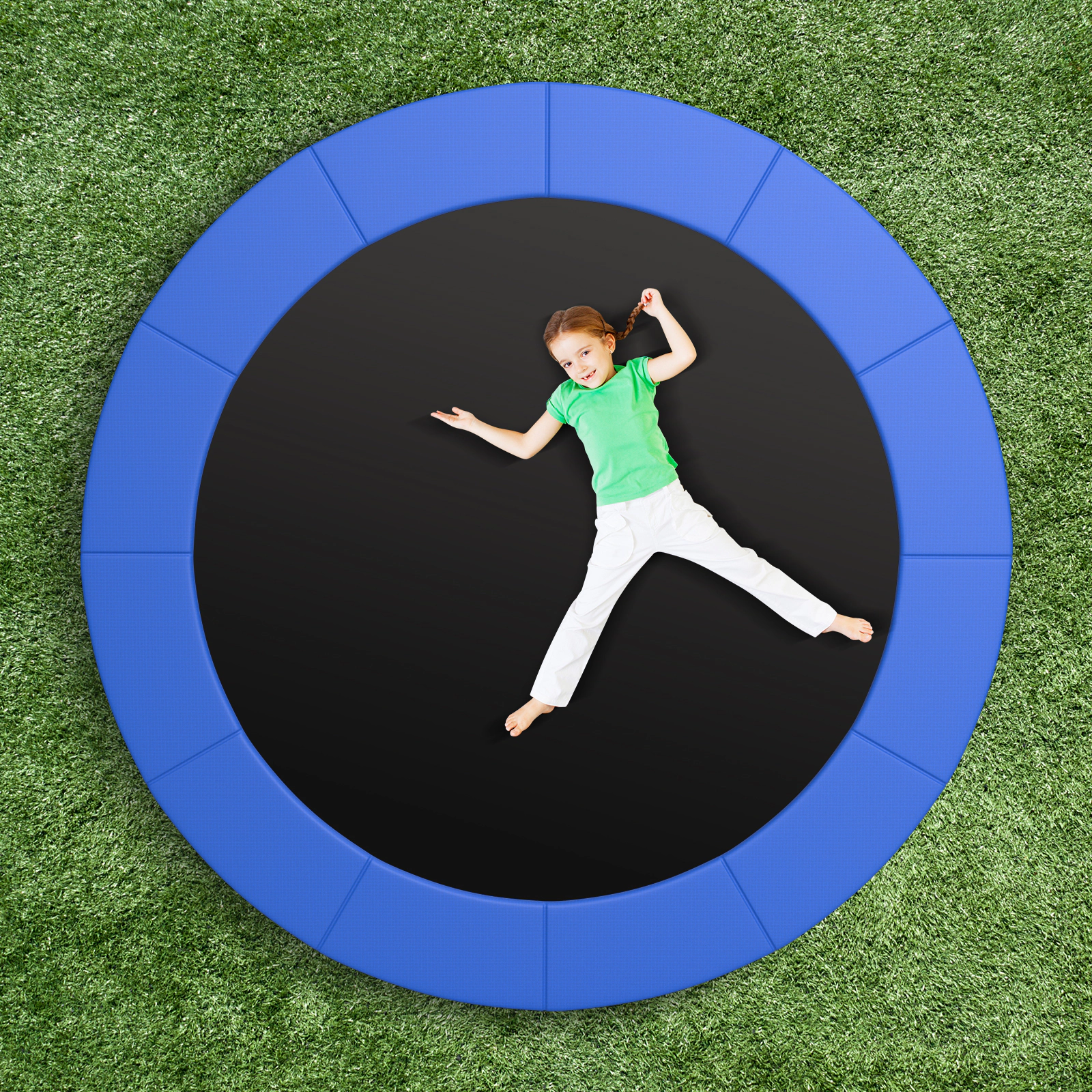 12-ft Trampoline Safety Pad Replacement Fixing Straps Split Spring Cover 11.8-in Wide Anti-Tear Waterproof Blue