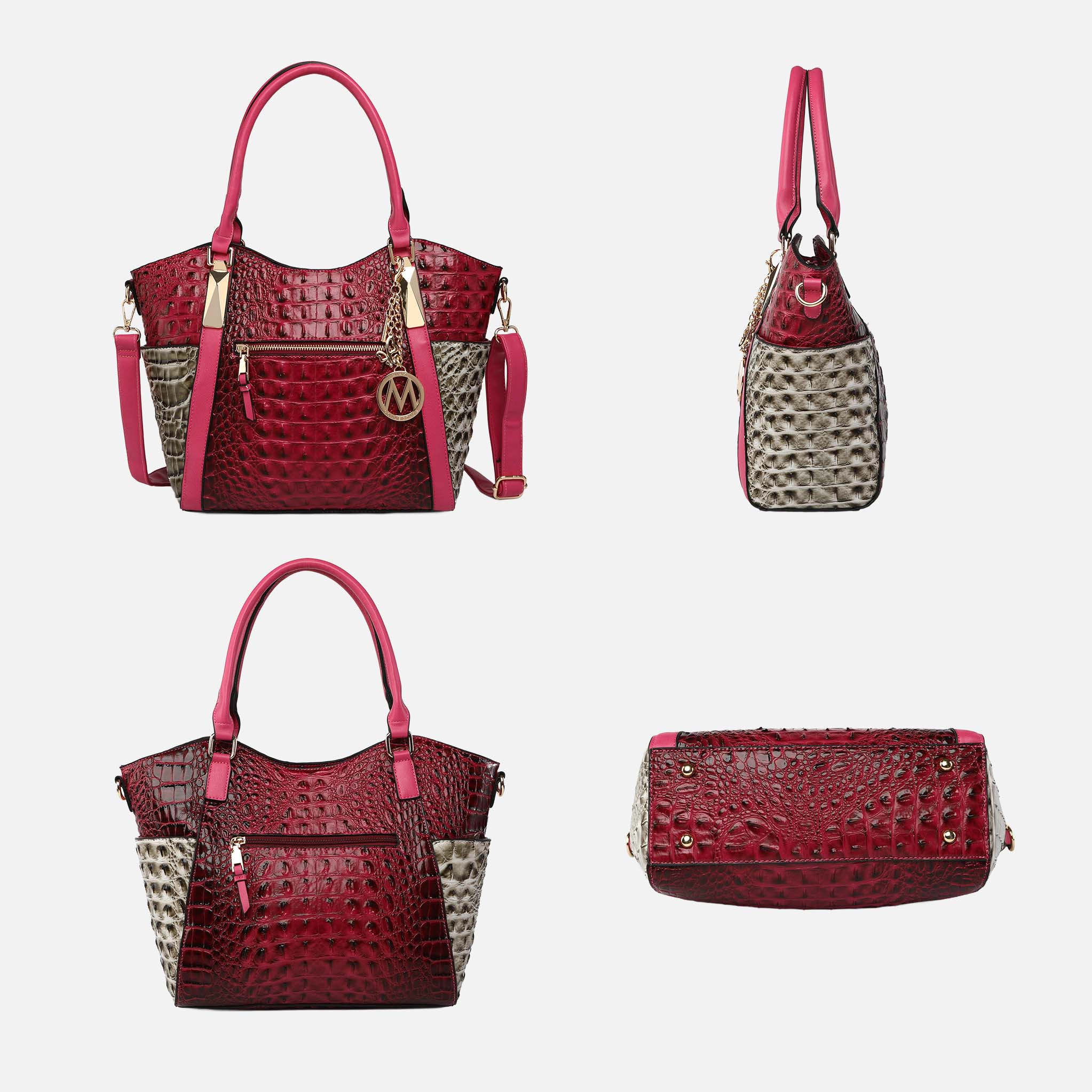 MKF Collection by Mia K.  Janise Croco Tote Handbag - Crocodile Embossed Faux Leather