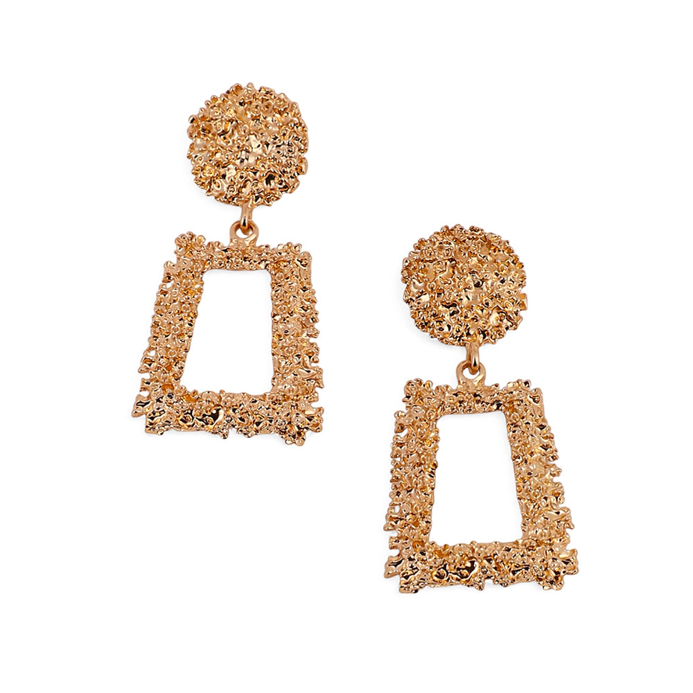 SOHI Women's The Corroded-Quad Drop Earrings - California Gold