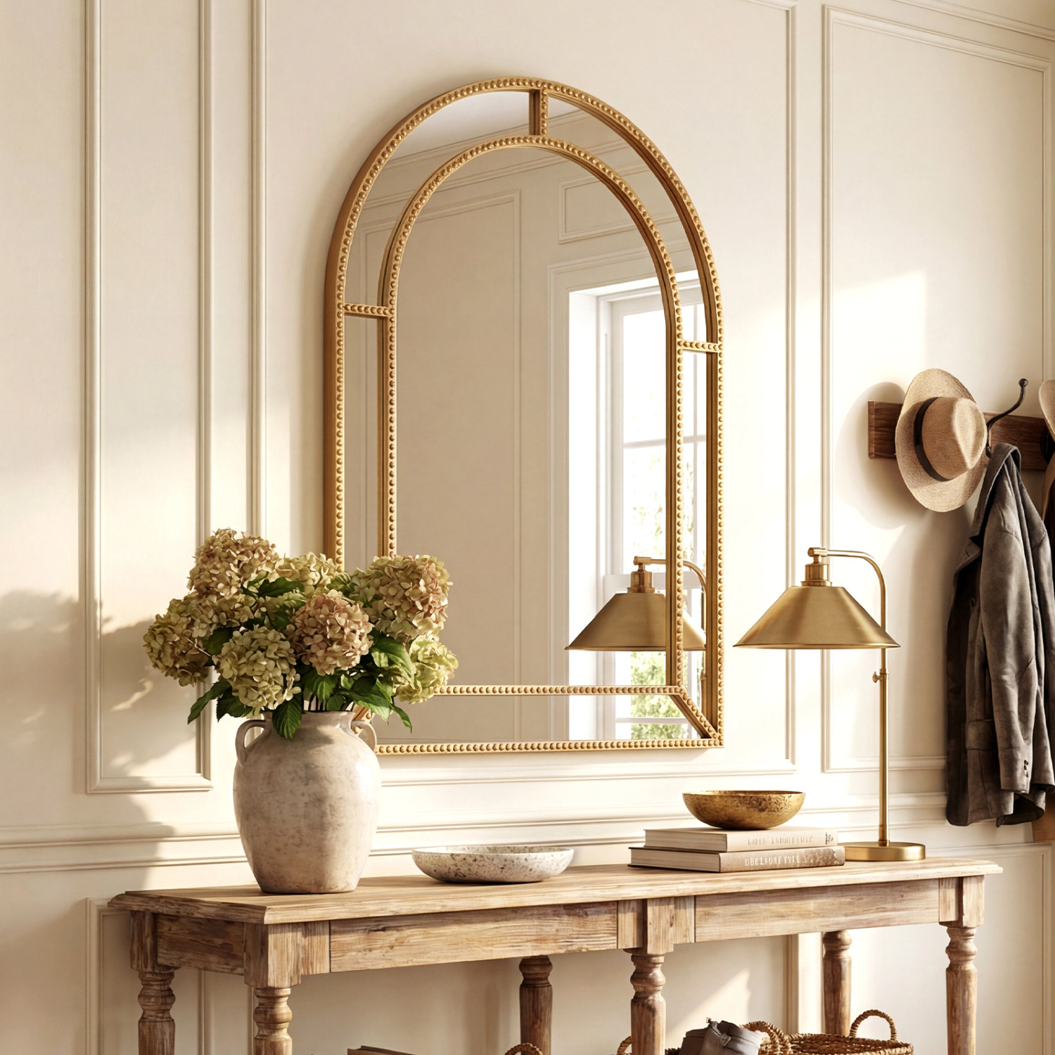 Slickblue 36 x 24 Inch Wall Mounted Beaded Frame Mirror Decorative Vanity Bathroom Bedroom Mirror
