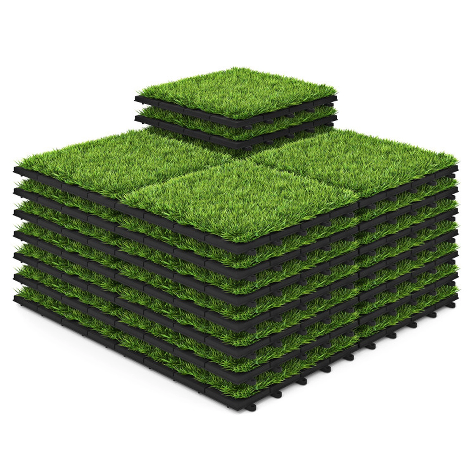 SUGIFT 30-Piece 12-in x 12-in Interlocking Artificial Grass Deck Tiles with 0.8-in Pile and Drainage Holes