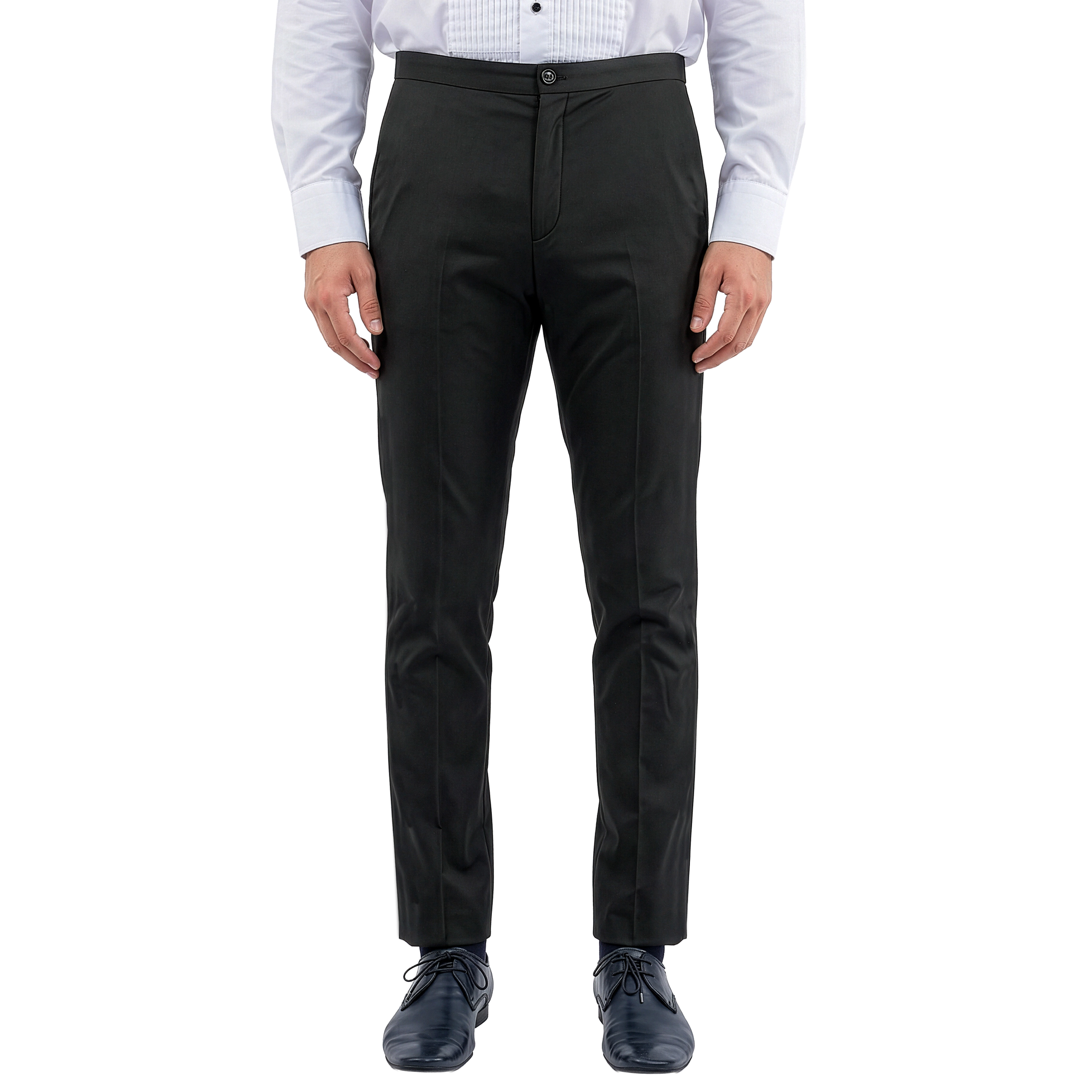 Zegarie Unhemmed Men’s Satin Side Stripe Tuxedo Pants, Open Bottom