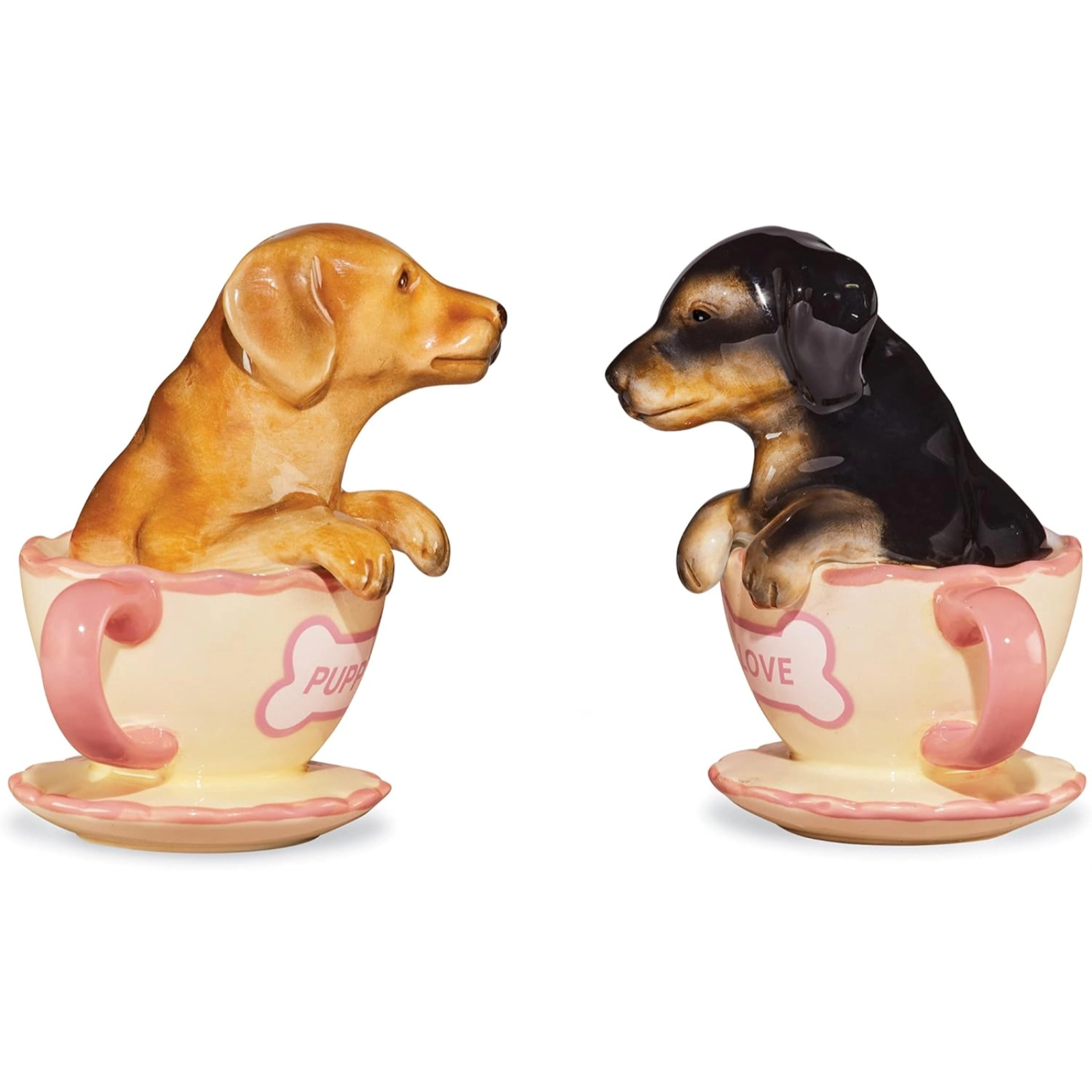 Pacific Giftware Dachshund Puppies in Teacups Ceramic Salt & Pepper Shakers