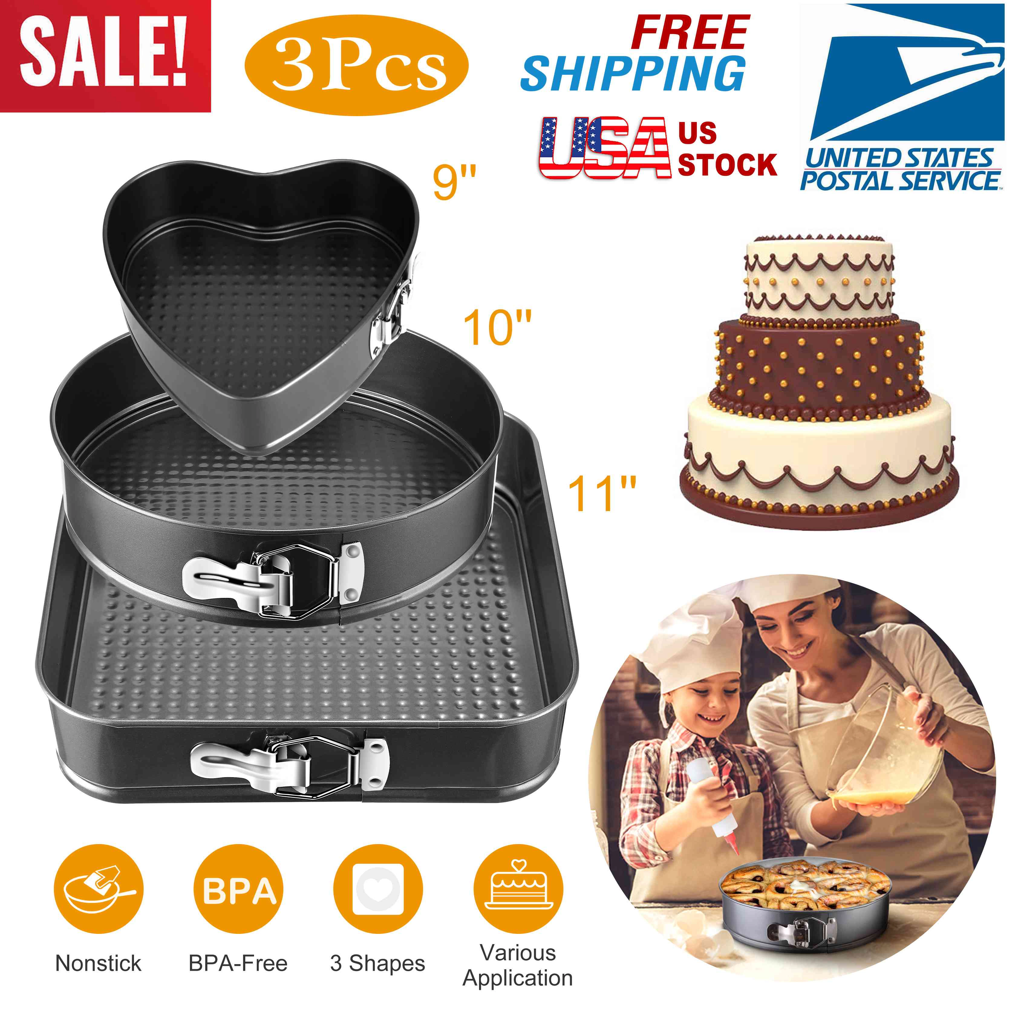 GBruno Non-Stick Springform Cake Pan Set, 3-Piece