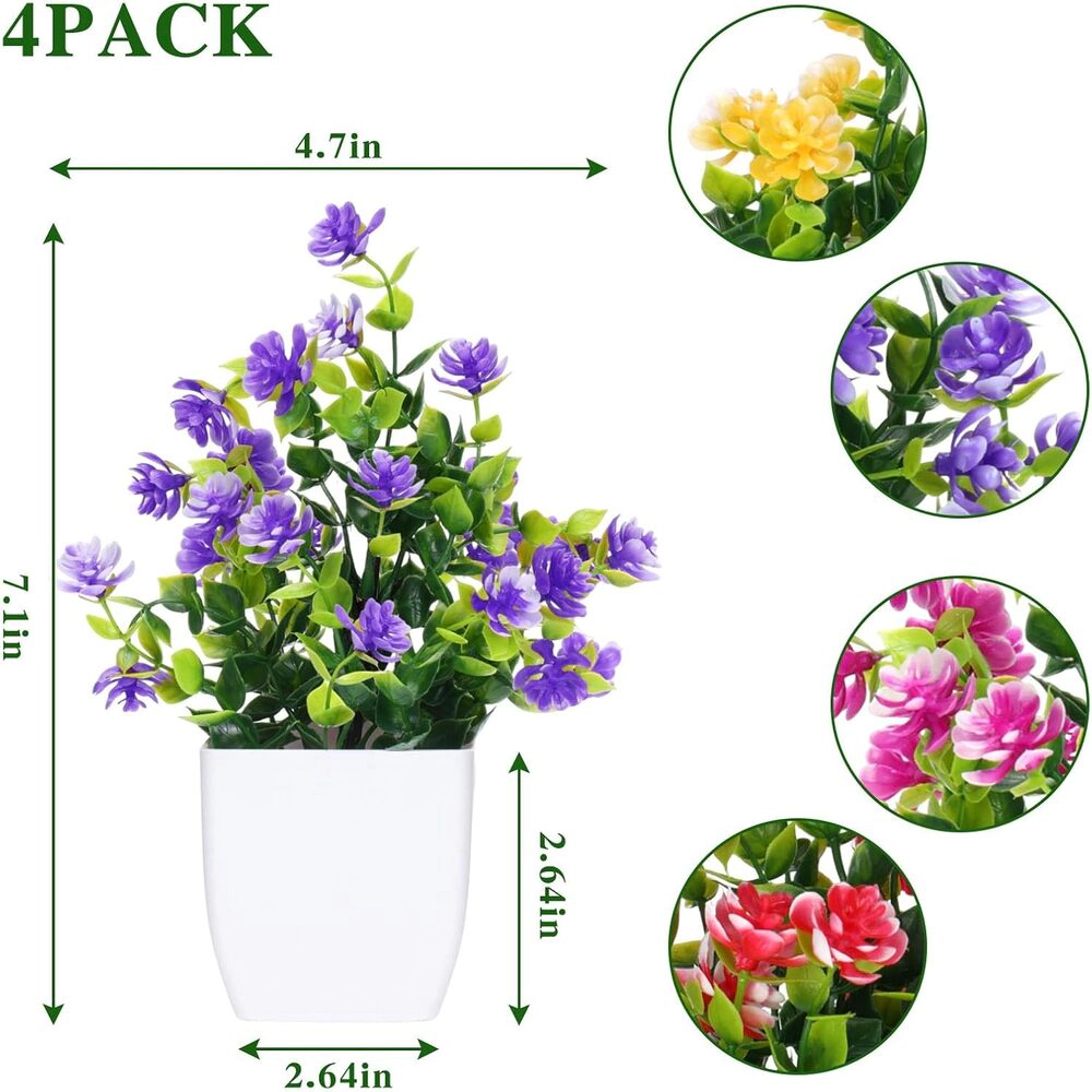Haven Craftworks Unisex Artificial Potted Flowers 4-Piece Set