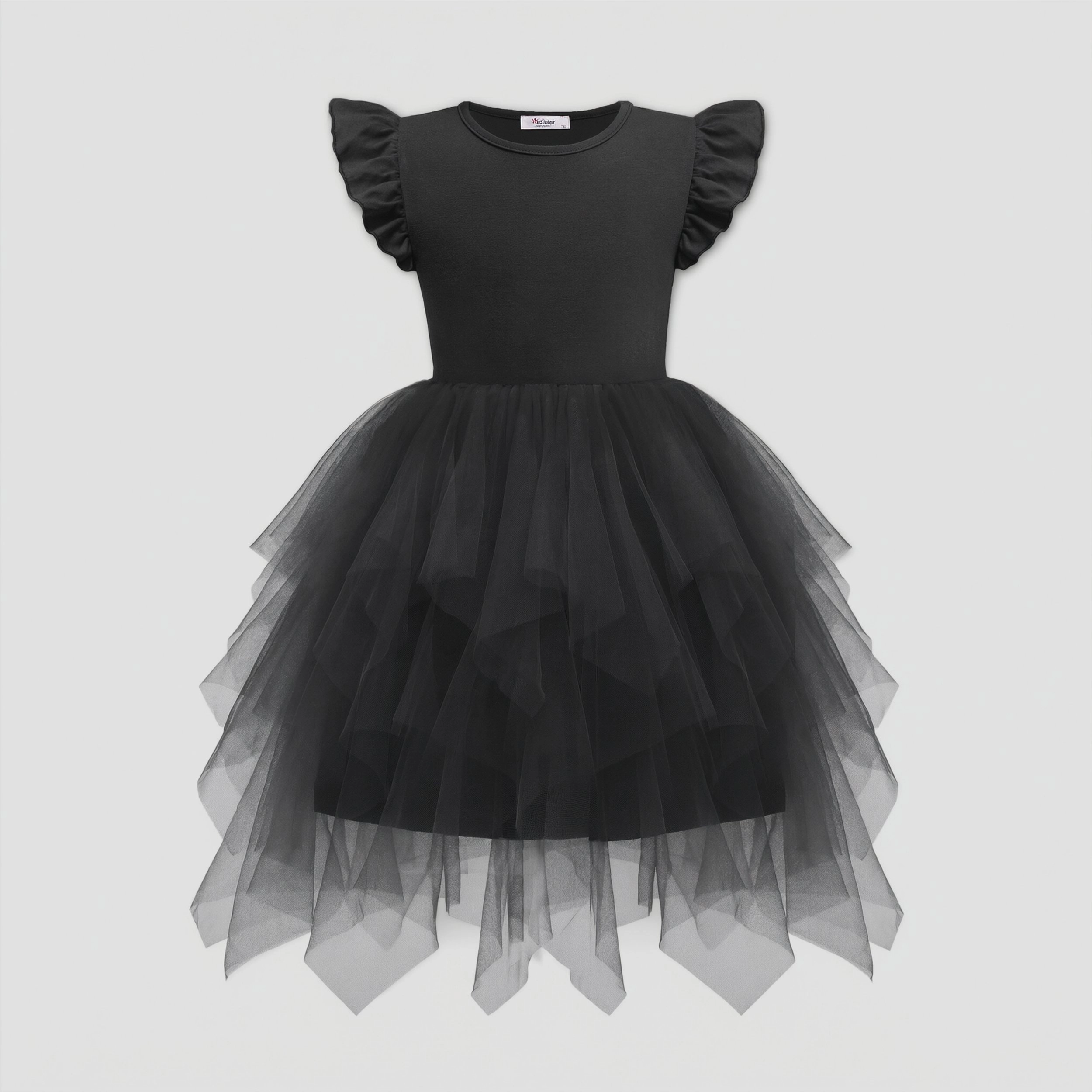 Arshiner Girl's Ruffle Sleeve Irregular Tulle Tutu Princess Birthday Party Dress