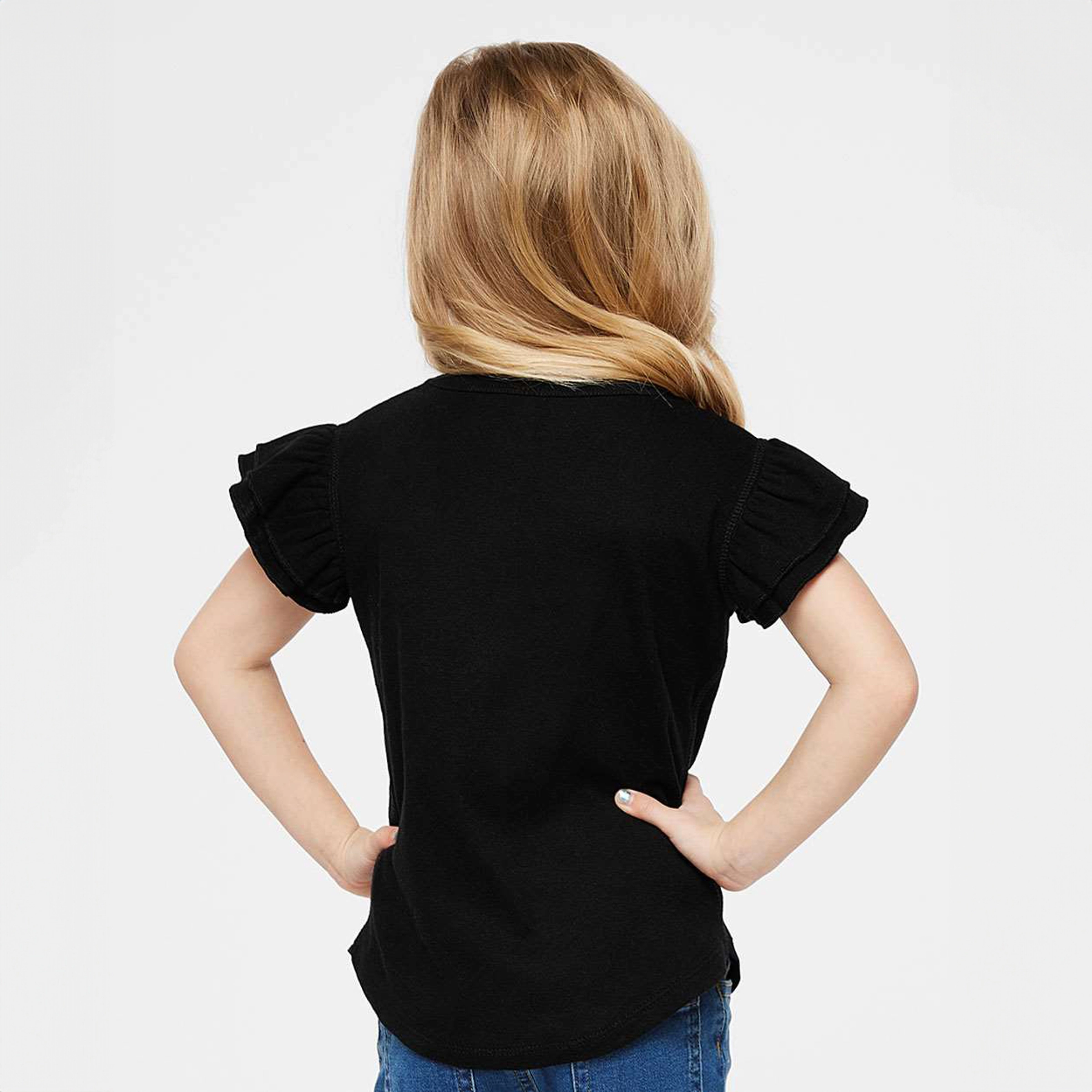 The Juniper Shop - Dilly Dally Checkered Girl's Flutter Sleeve Graphic T-Shirt