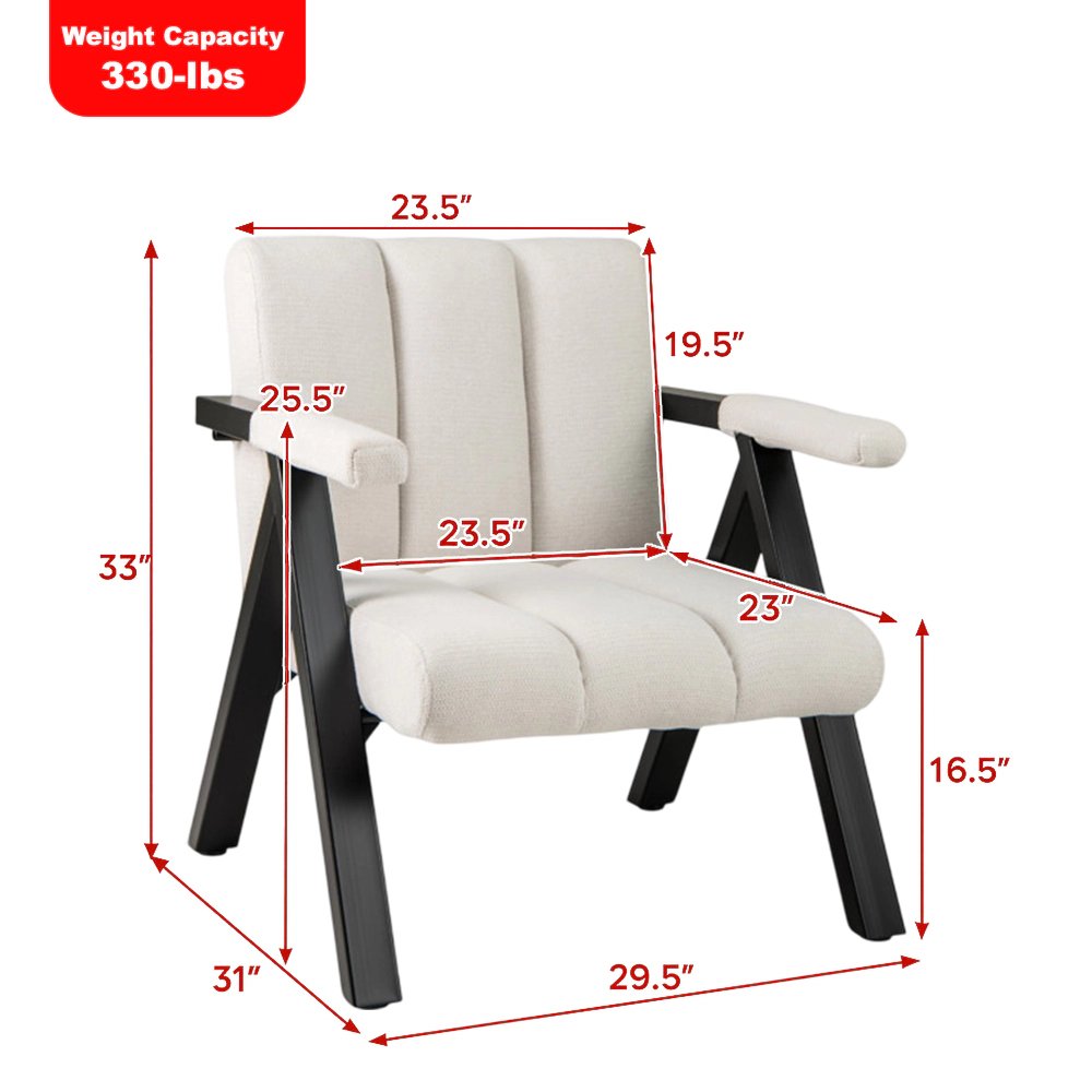 Hivvago Large Modern Armchair with Metal Frame and Comfortable Armrests
