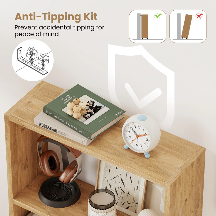 Hivvago 3-Tier Bookcase 42 inch Tall Book Shelf with Anti-Tipping Kit
