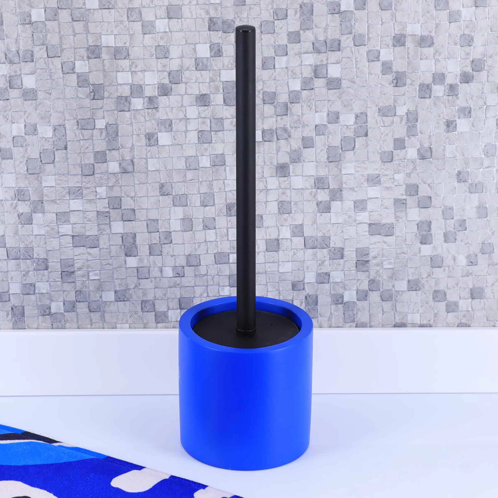 Evideco French Home Goods Cement Toilet Brush and Holder Set - Matte Cylinder, Weighted Stable Base