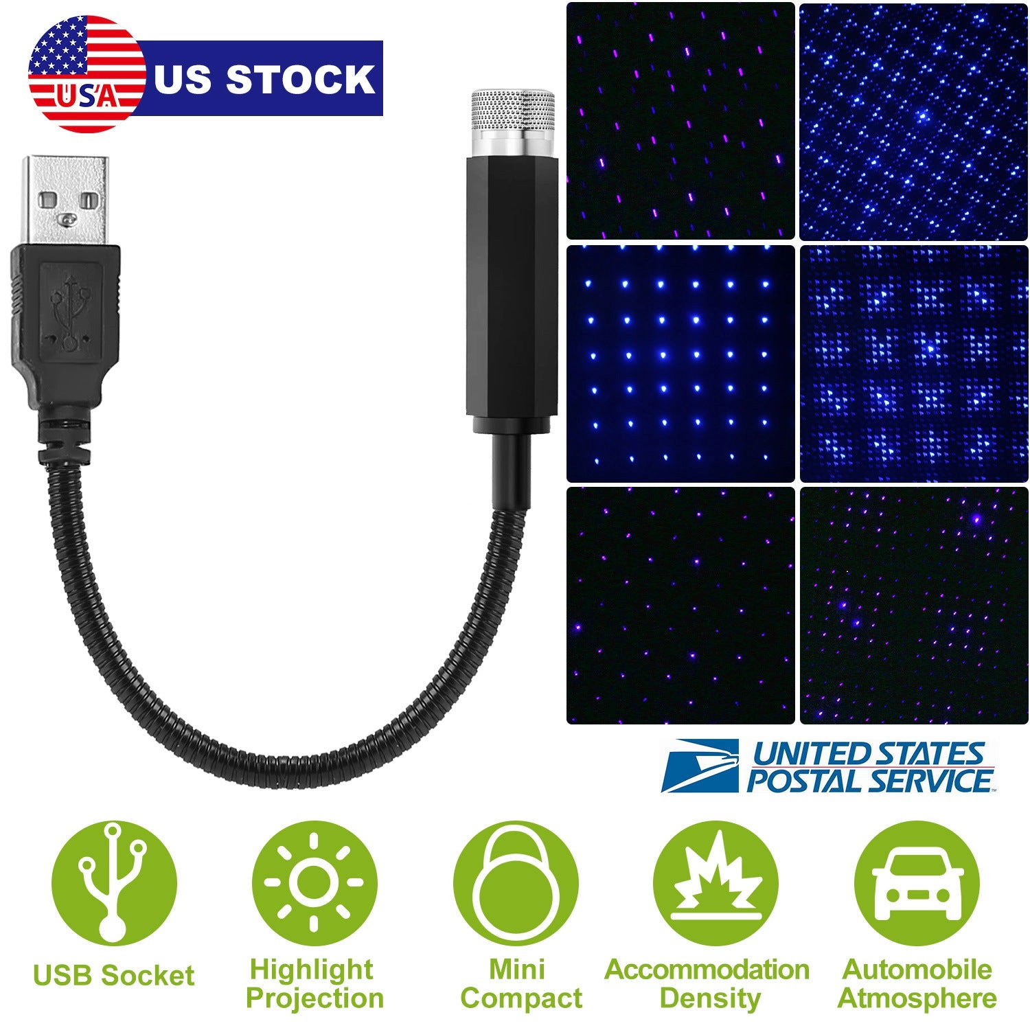 GBruno USB Star Projector Car Ceiling Night Light