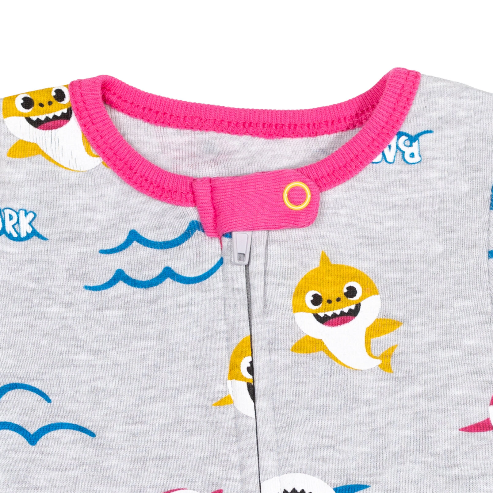 Pinkfong Baby Shark Girls' 2-Pack Zip-Up Footed Sleep N Play