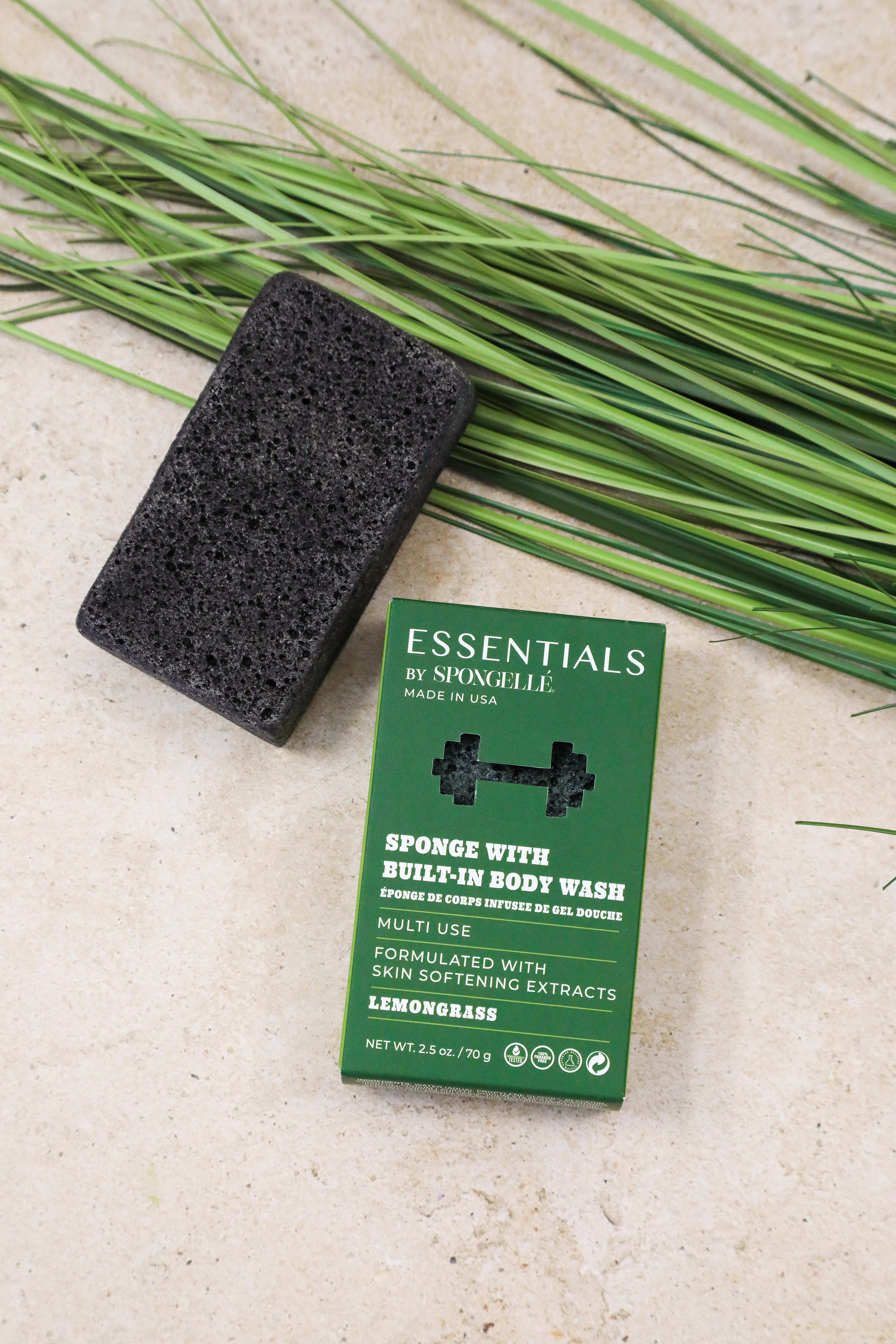 ESSENTIALS BY SPONGELLE - MENS BODY BUFFER - LEMONGRASS