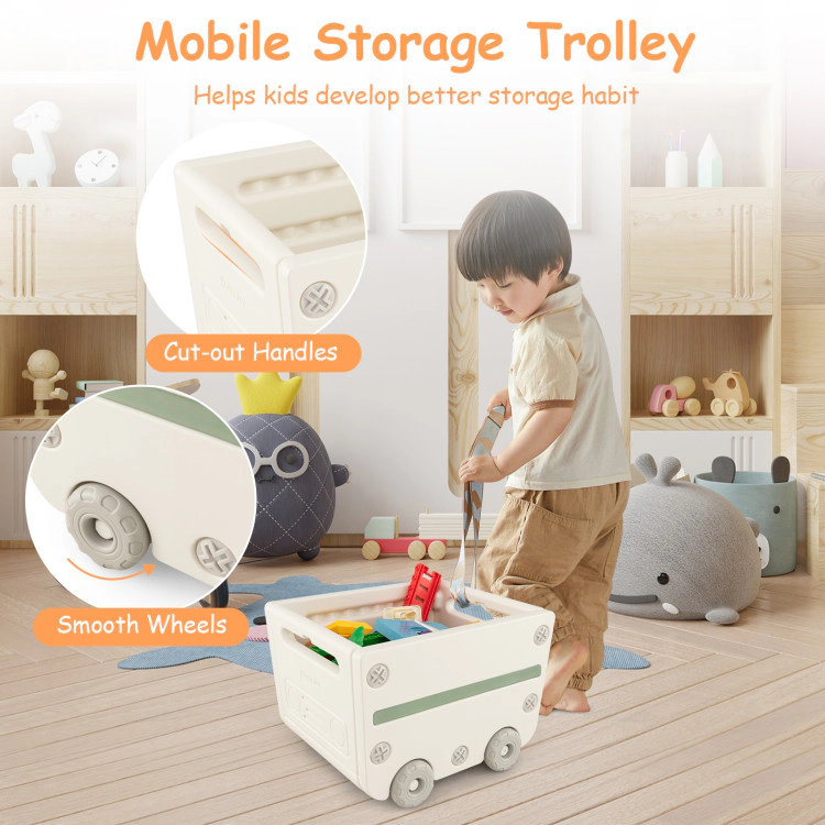 Hivvago Multipurpose Toy Chest And Bookshelf With Mobile Trolley