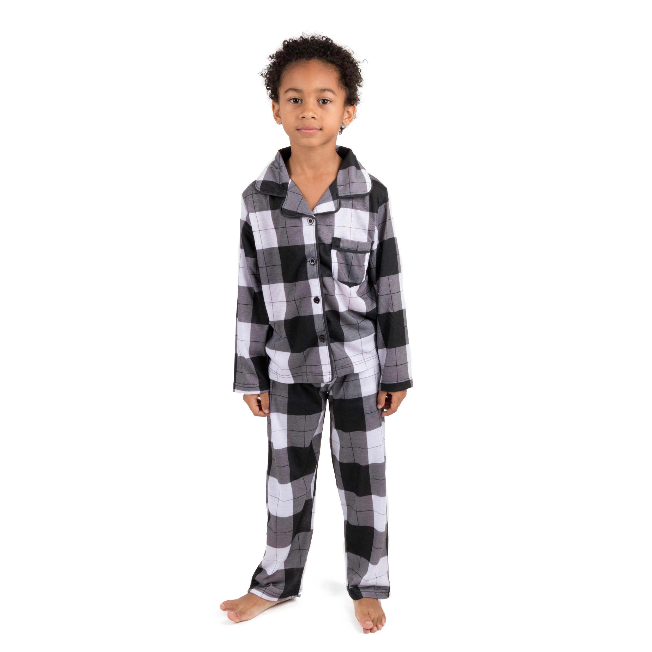 Leveret Kids 2-pc. Button Down Plaid Pajamas