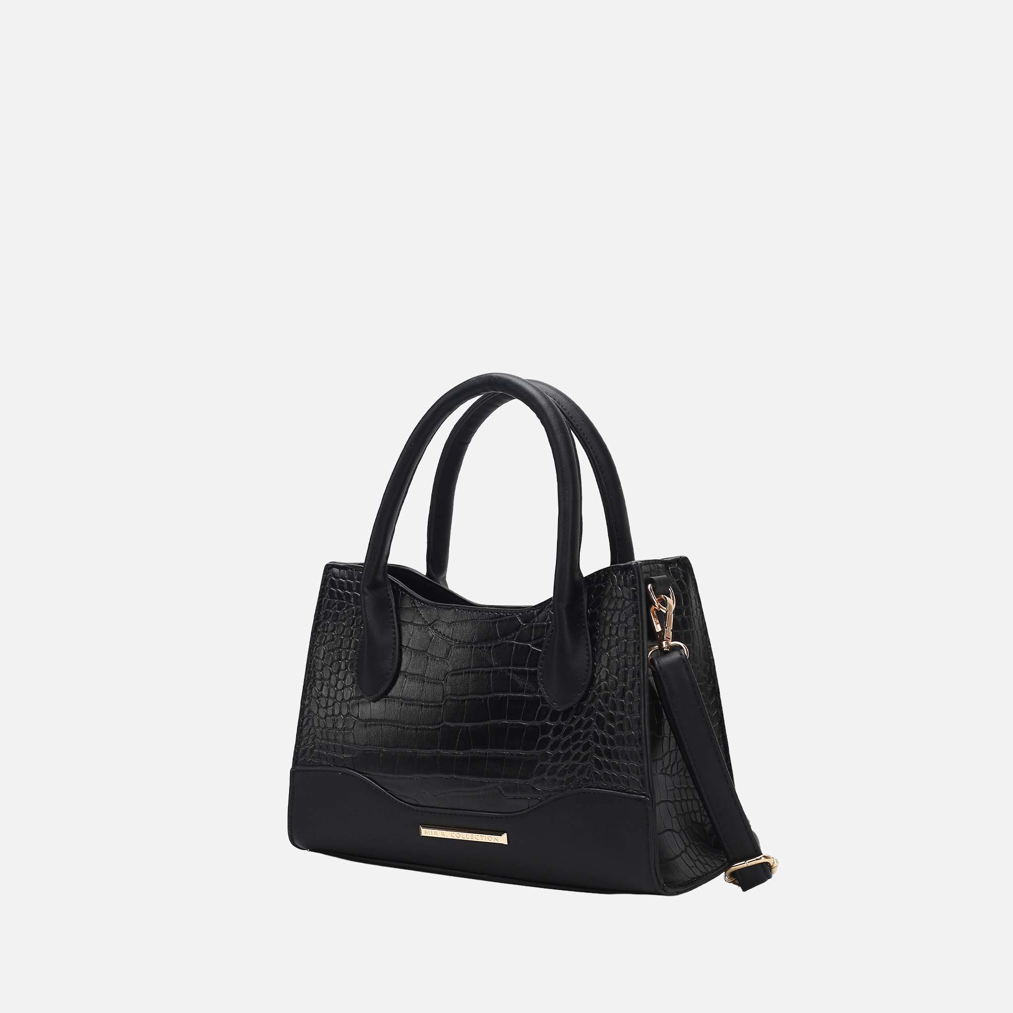 Mia K Collection Gili Croc-Embossed Vegan Leather Tote, Gold-Tone Hardware