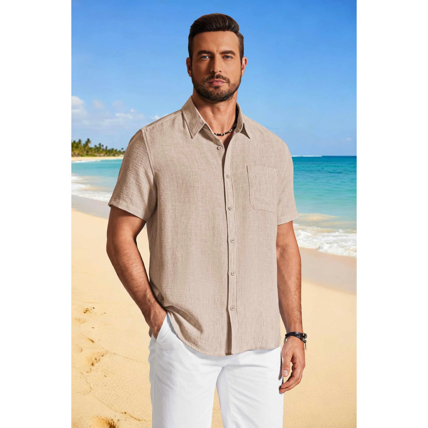 COOFANDY Mens Casual Short Sleeve Button Down Shirts  Collared Pocket Tops