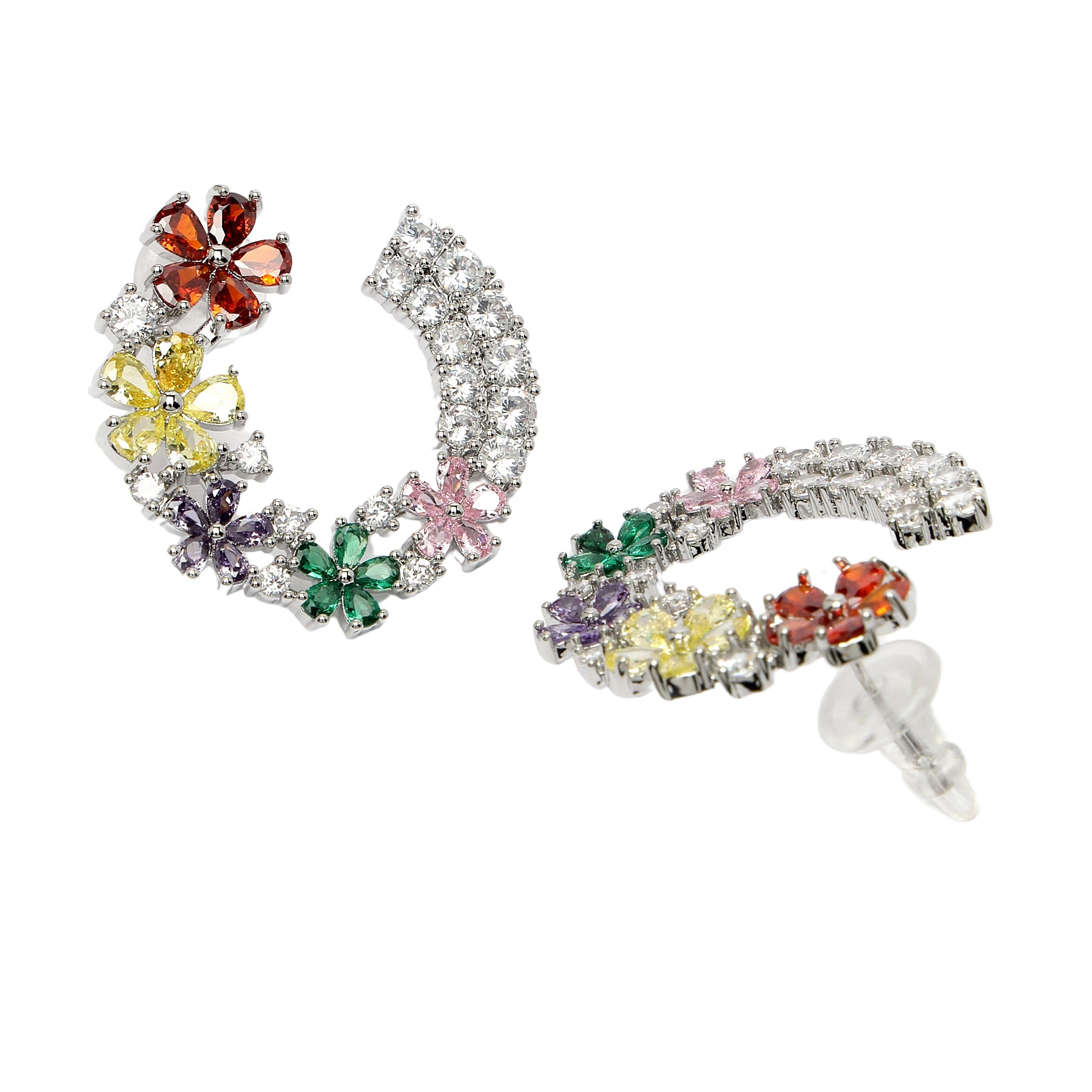 AGP PARIS Womens Diva Collection Dainty Floral Hoop Earrings