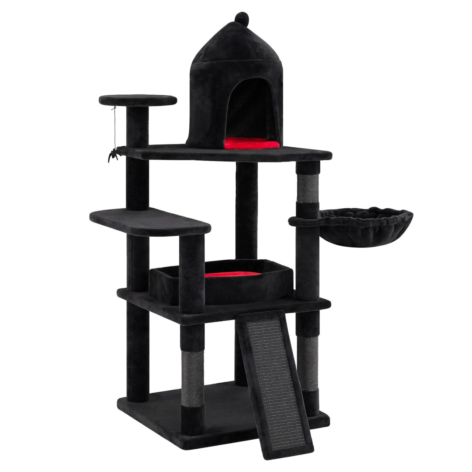 SlickBlue 50" Multi-Level Cat Tower with Coffin Bed & Sisal Ladder